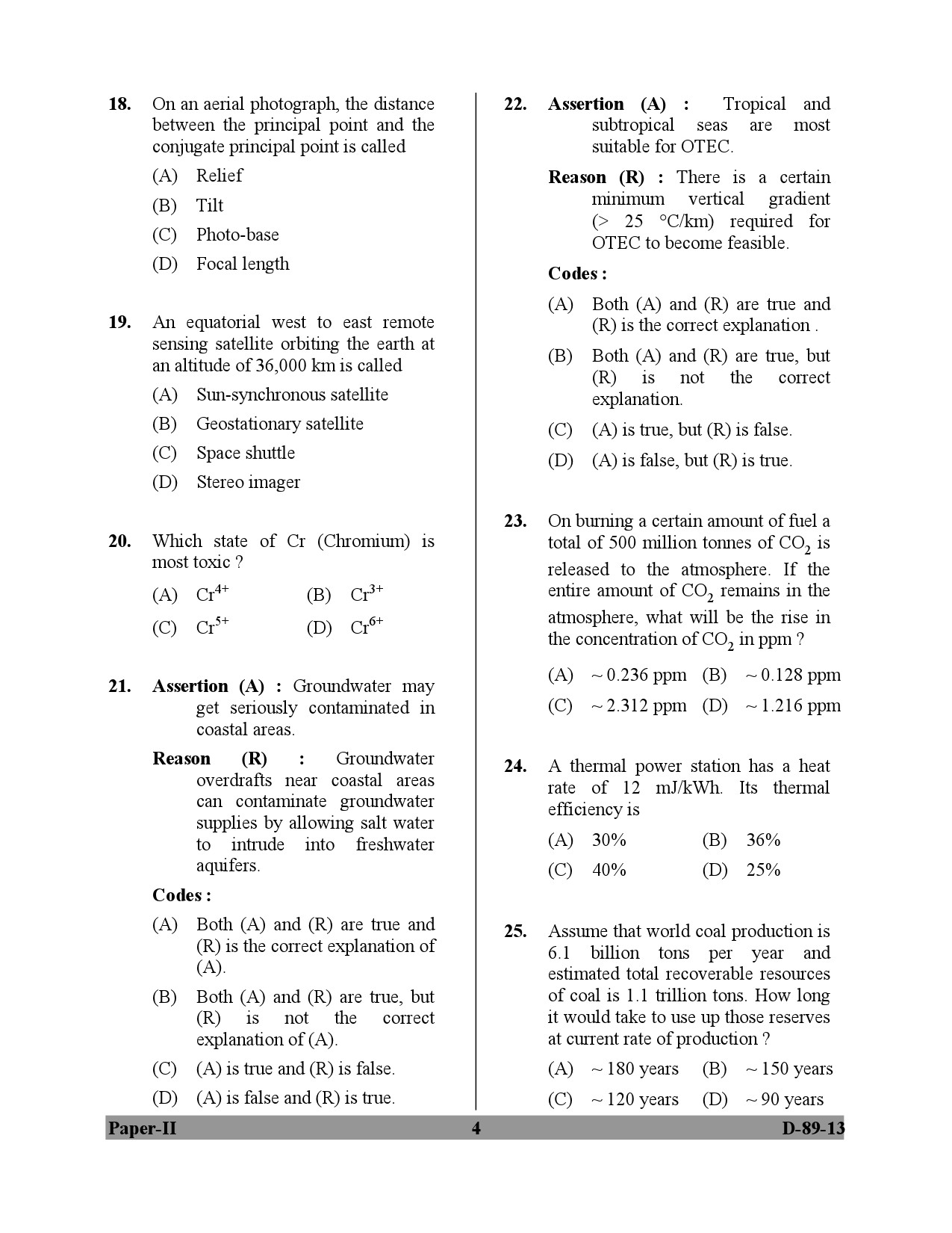 UGC NET Environmental Science Question Paper II December 2013 4