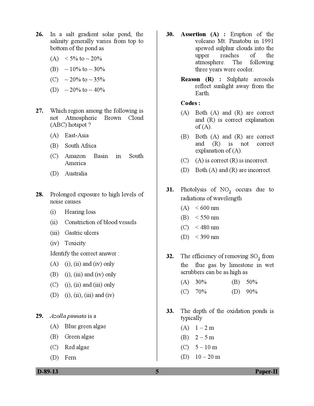 UGC NET Environmental Science Question Paper II December 2013 5