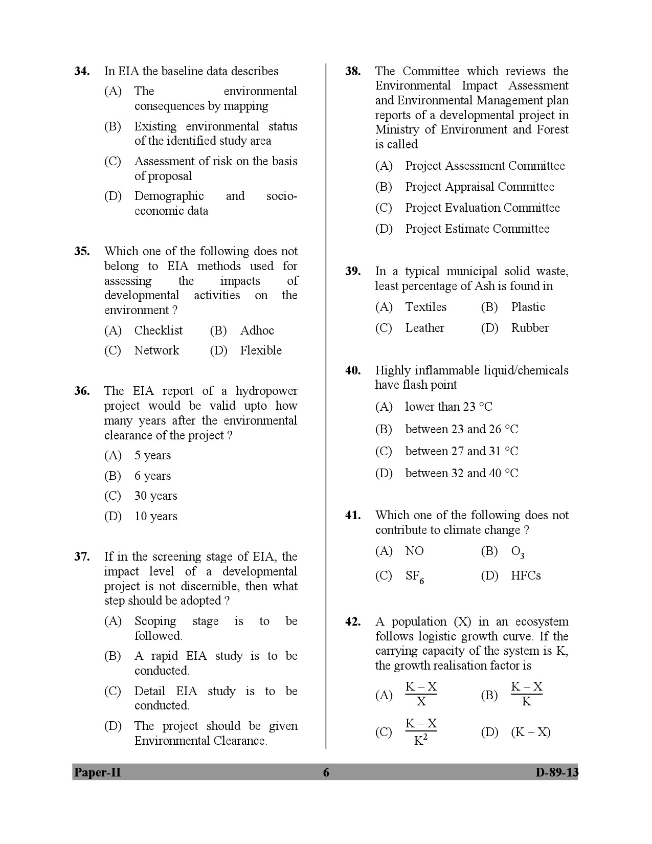 UGC NET Environmental Science Question Paper II December 2013 6