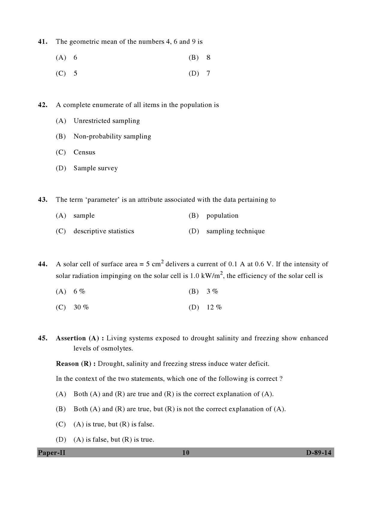 UGC NET Environmental Science Question Paper II December 2014 10