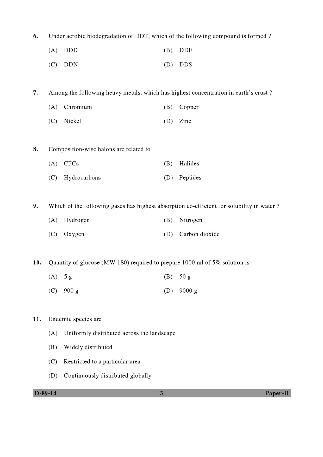 UGC NET Environmental Science Question Paper II December 2014 3