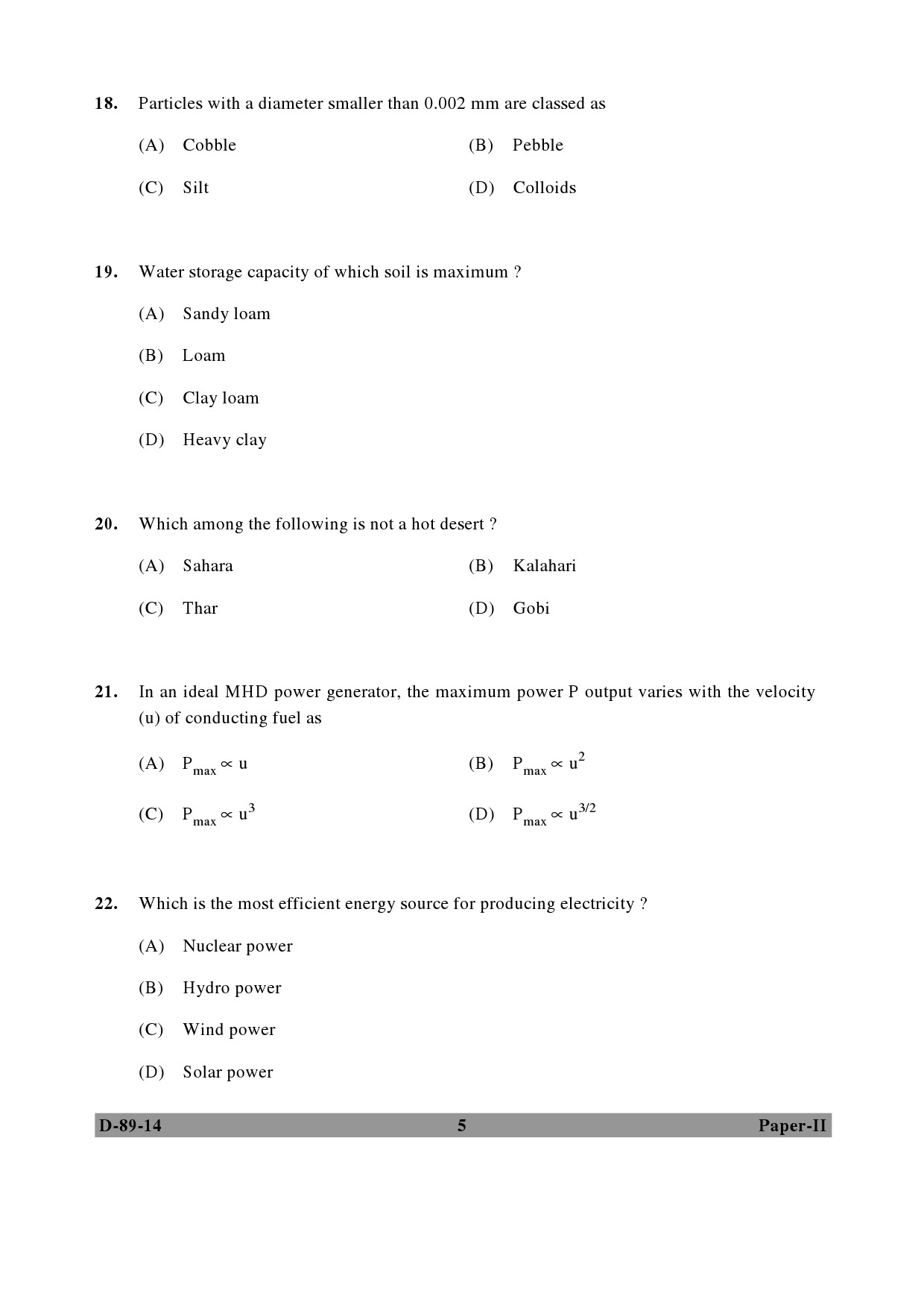 UGC NET Environmental Science Question Paper II December 2014 5