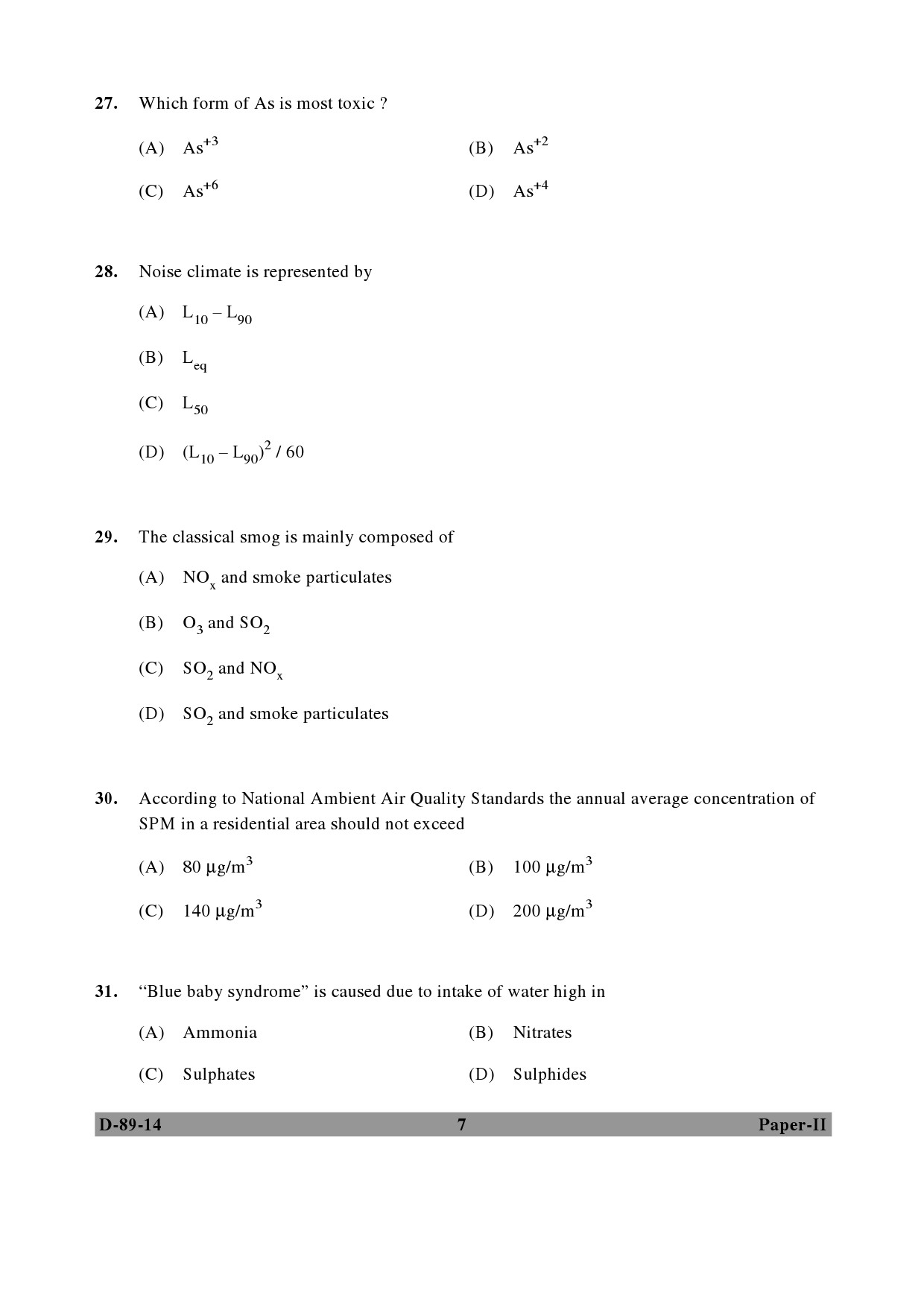 UGC NET Environmental Science Question Paper II December 2014 7