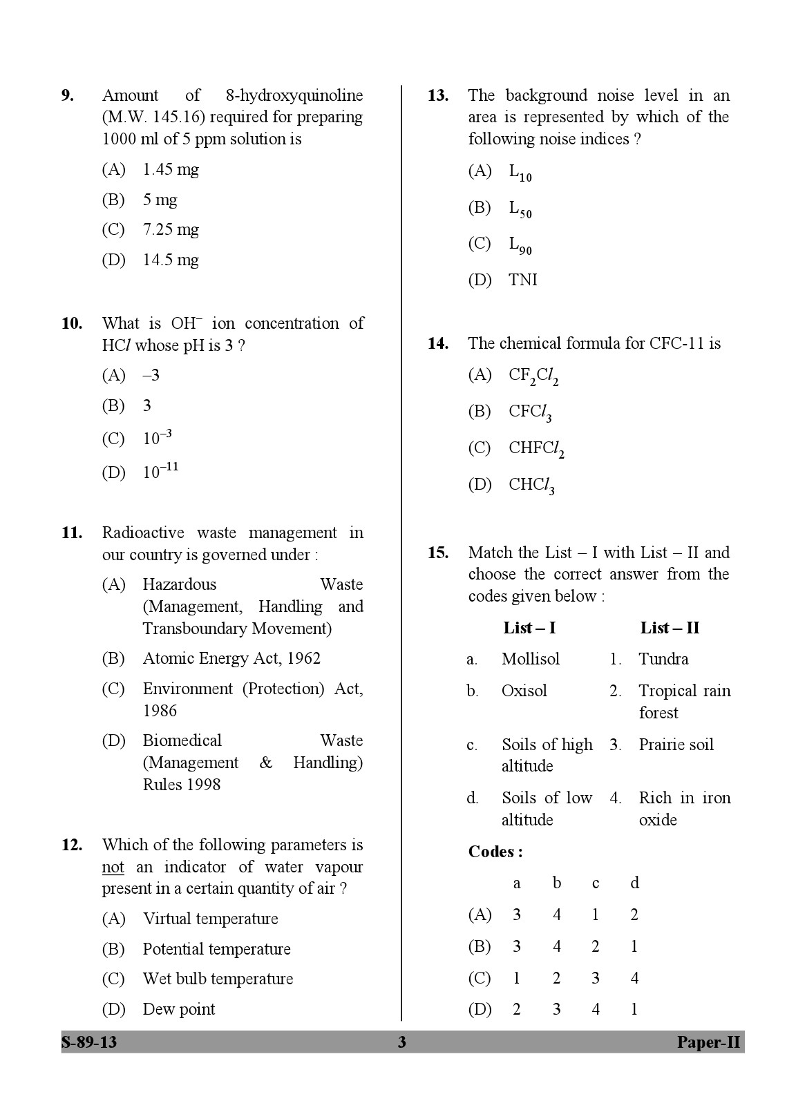 UGC NET Environmental Science Question Paper II Exam September 2013 3