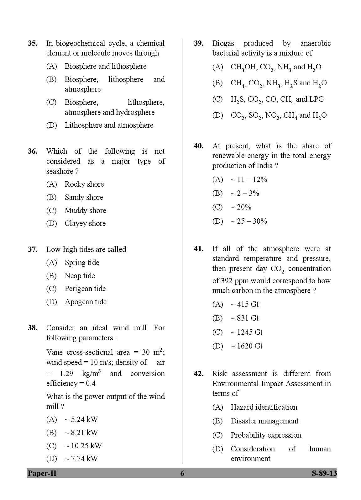 UGC NET Environmental Science Question Paper II Exam September 2013 6