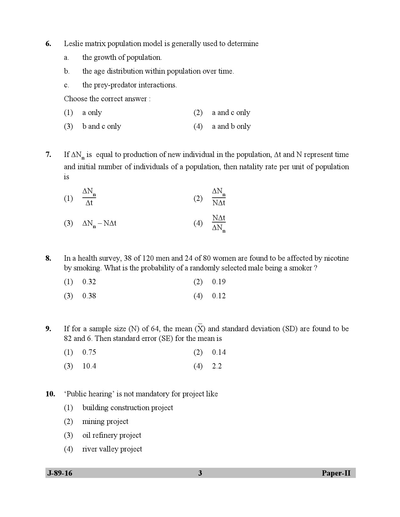 UGC NET Environmental Science Question Paper II July 2016 3