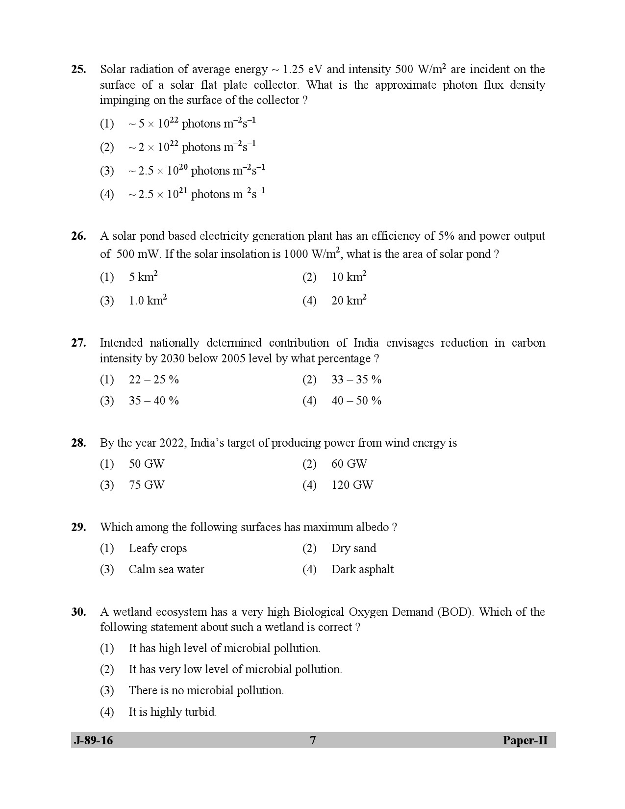 UGC NET Environmental Science Question Paper II July 2016 7