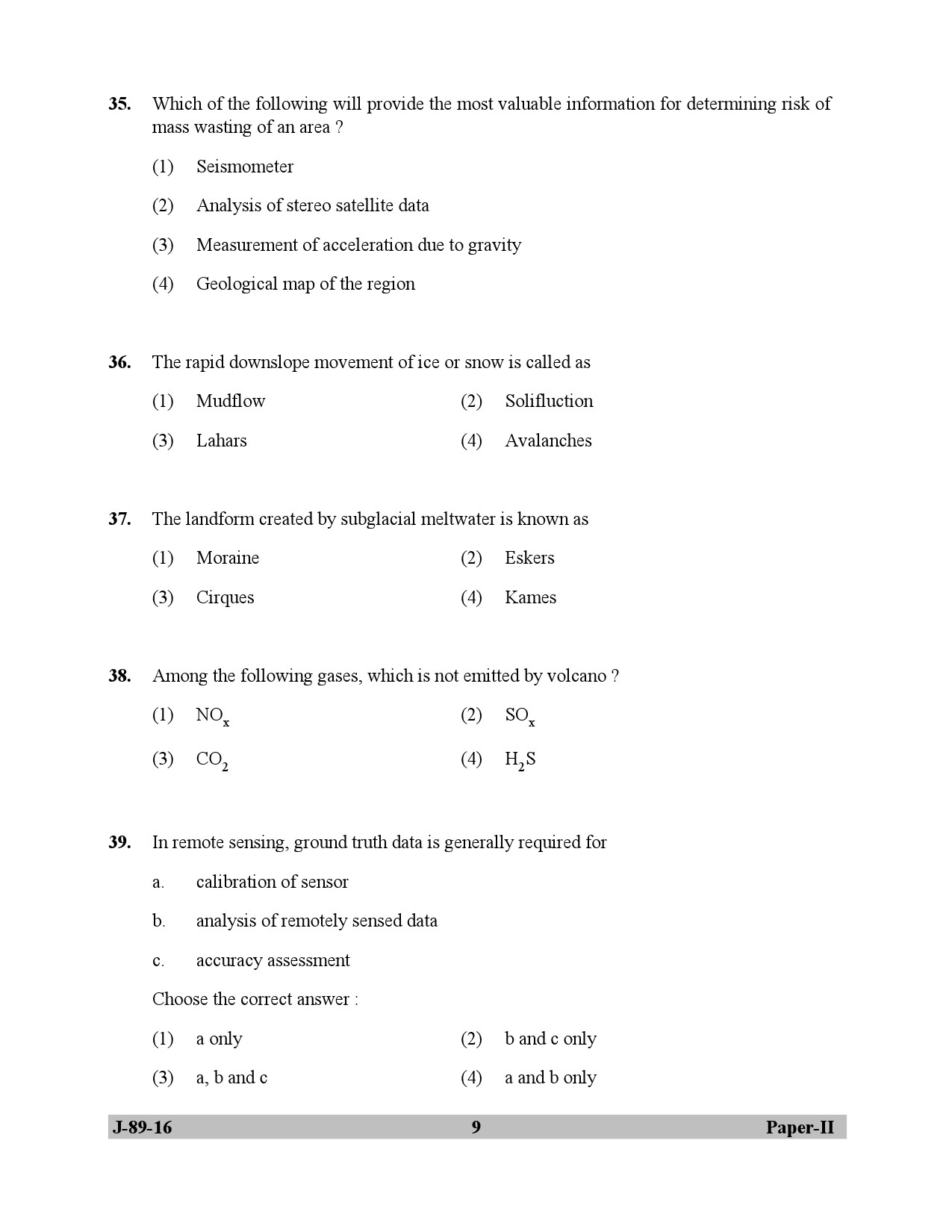 UGC NET Environmental Science Question Paper II July 2016 9