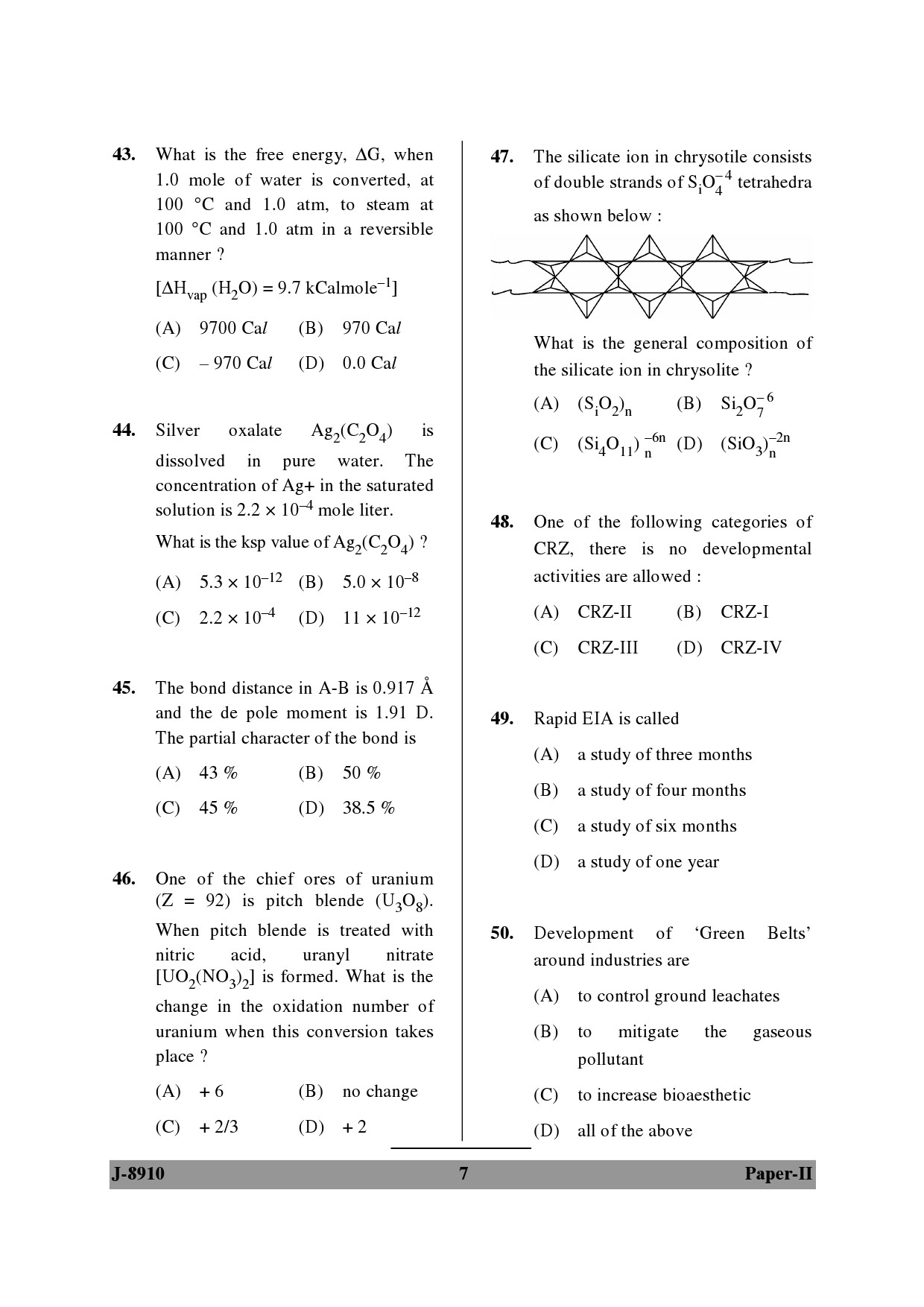 UGC NET Environmental Science Question Paper II June 2010 7