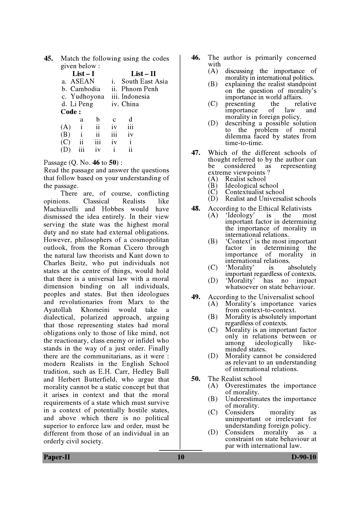 UGC NET Environmental Science Question Paper II Set 2 December 2010 10