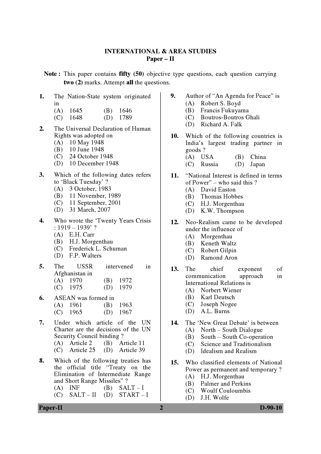 UGC NET Environmental Science Question Paper II Set 2 December 2010 2