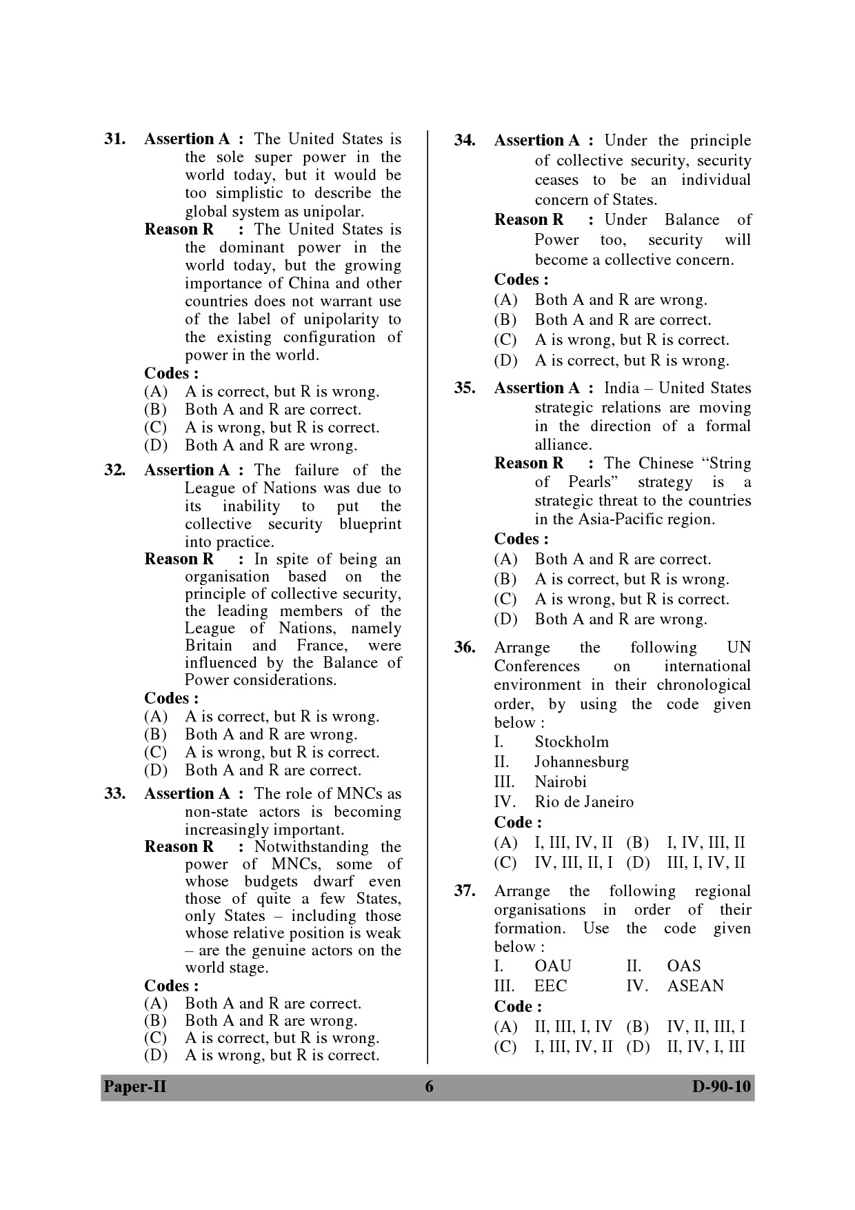 UGC NET Environmental Science Question Paper II Set 2 December 2010 6