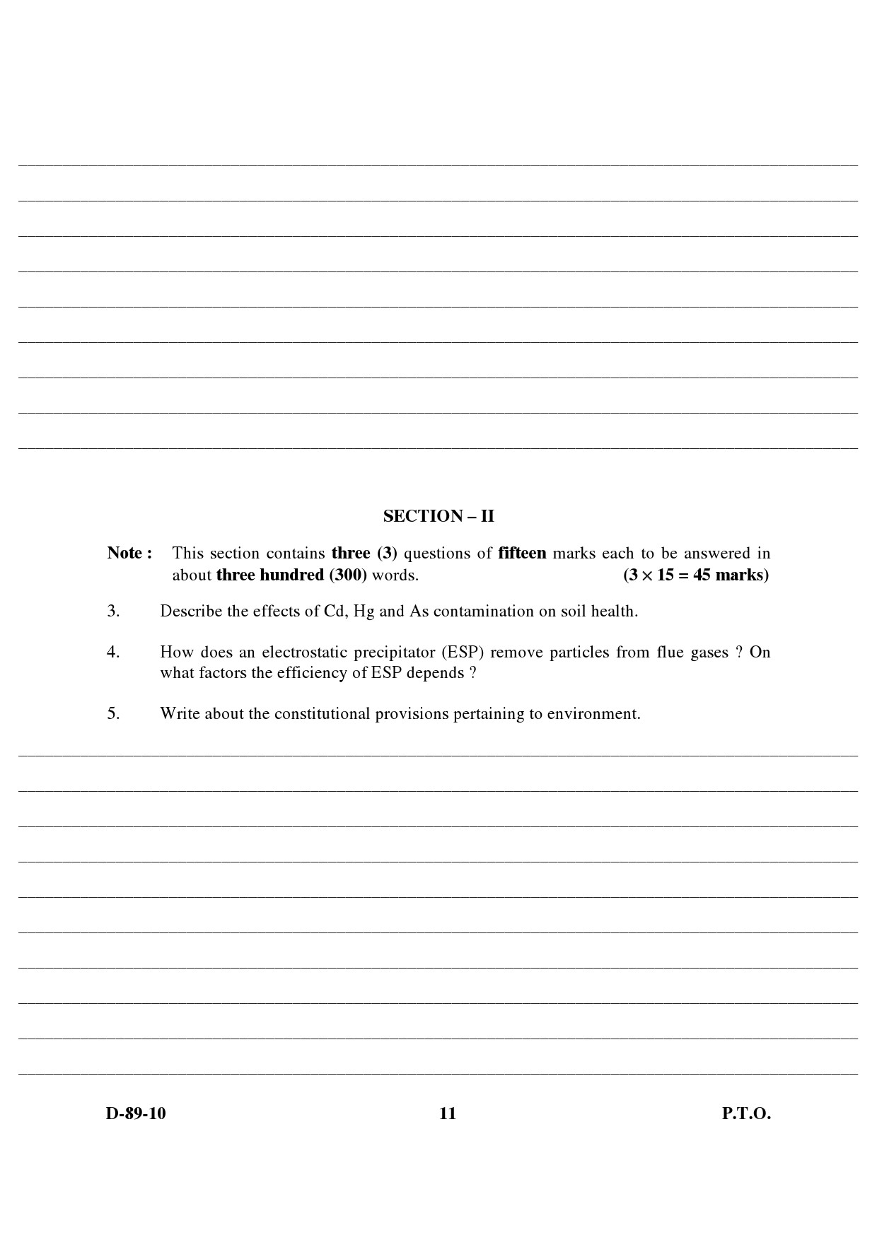 UGC NET Environmental Science Question Paper III December 2010 5