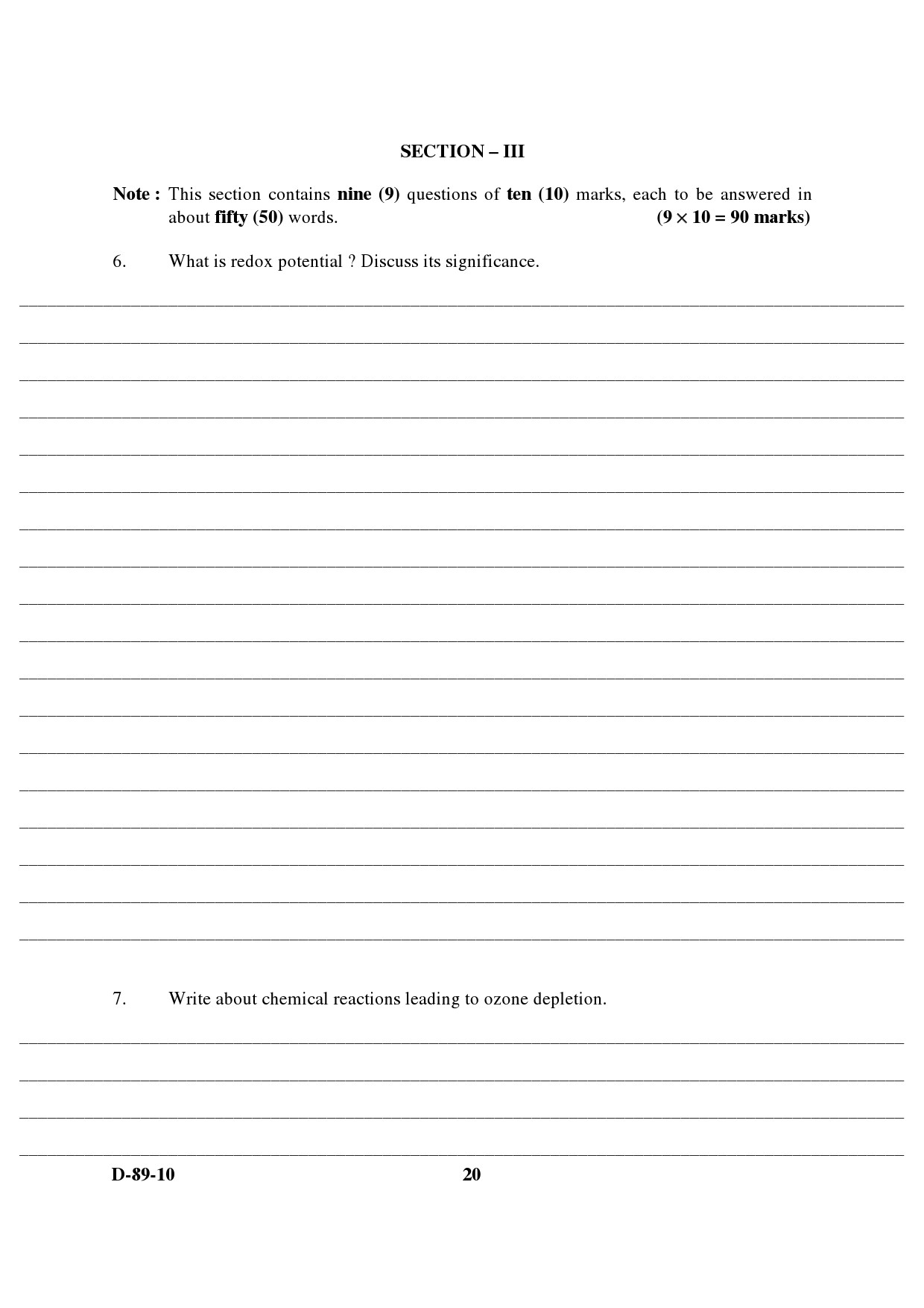 UGC NET Environmental Science Question Paper III December 2010 6