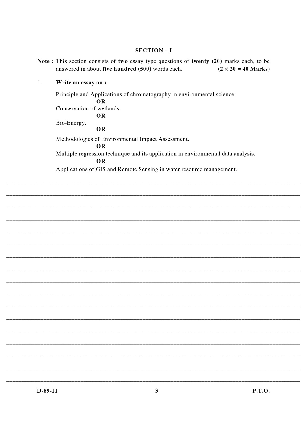 UGC NET Environmental Science Question Paper III December 2011 3