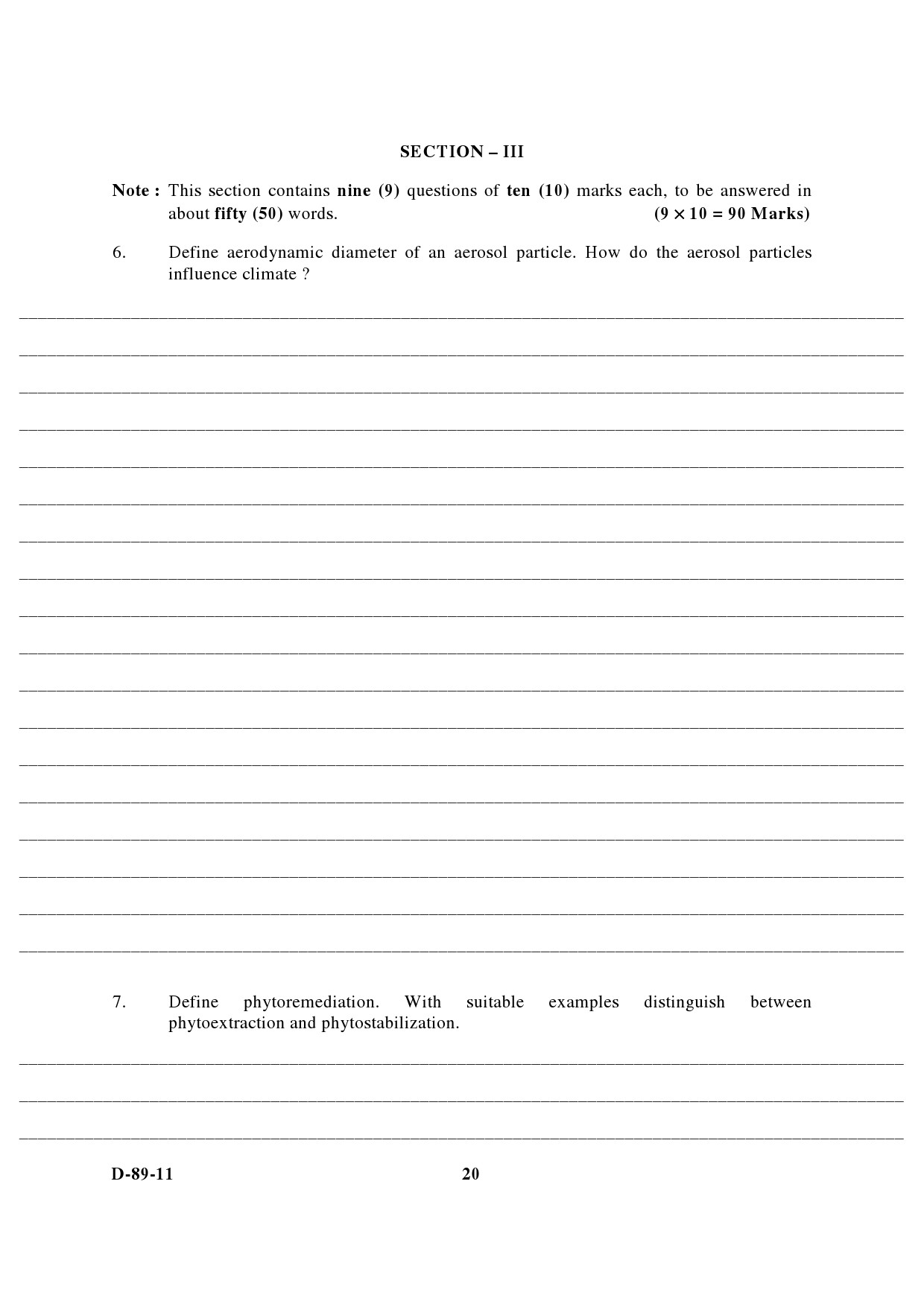 UGC NET Environmental Science Question Paper III December 2011 6