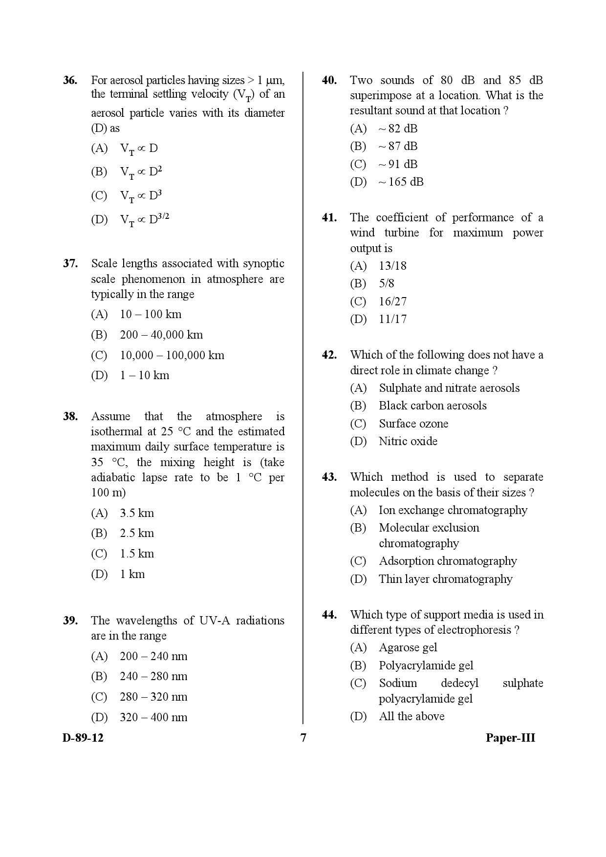 UGC NET Environmental Science Question Paper III December 2012 7