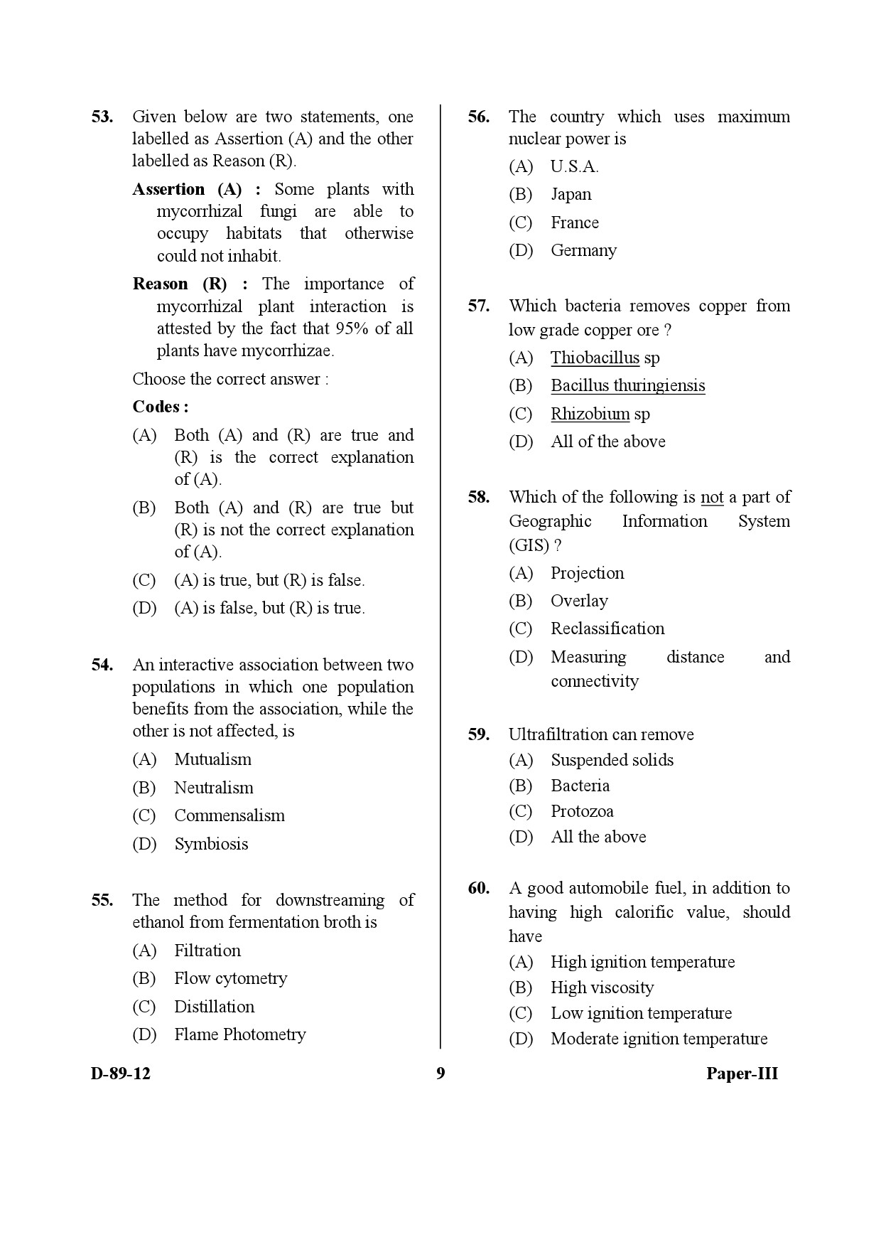 UGC NET Environmental Science Question Paper III December 2012 9