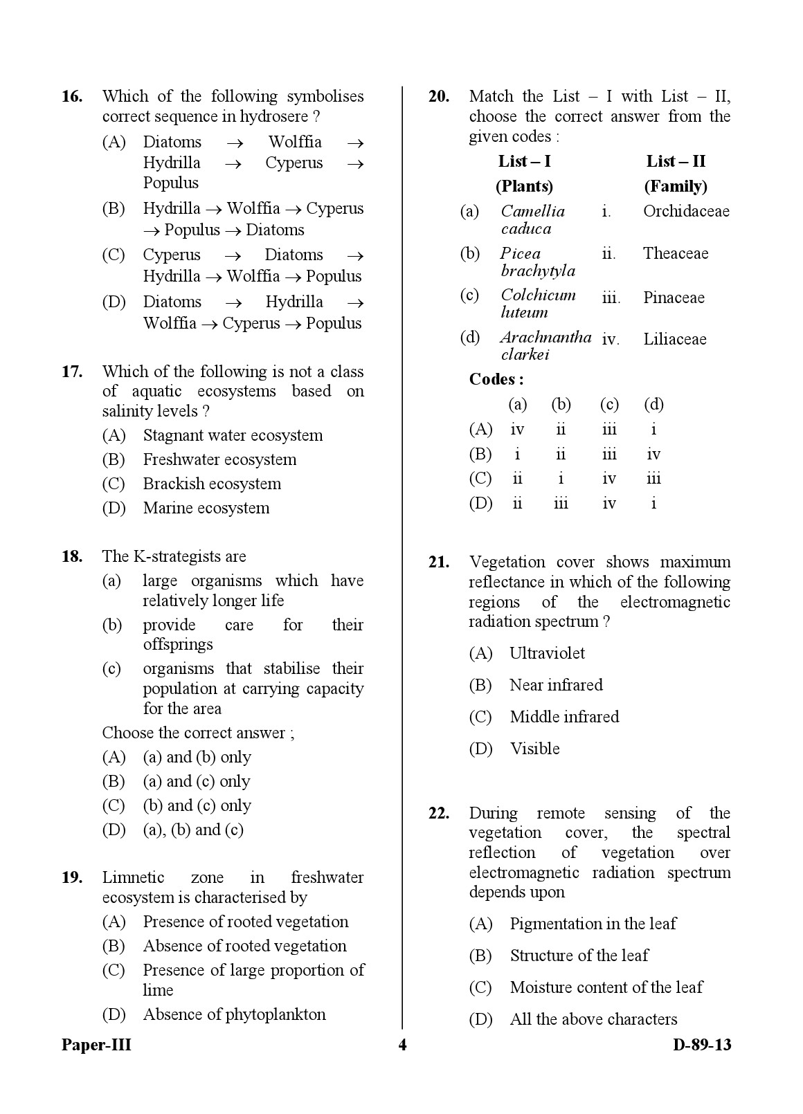 UGC NET Environmental Science Question Paper III December 2013 4