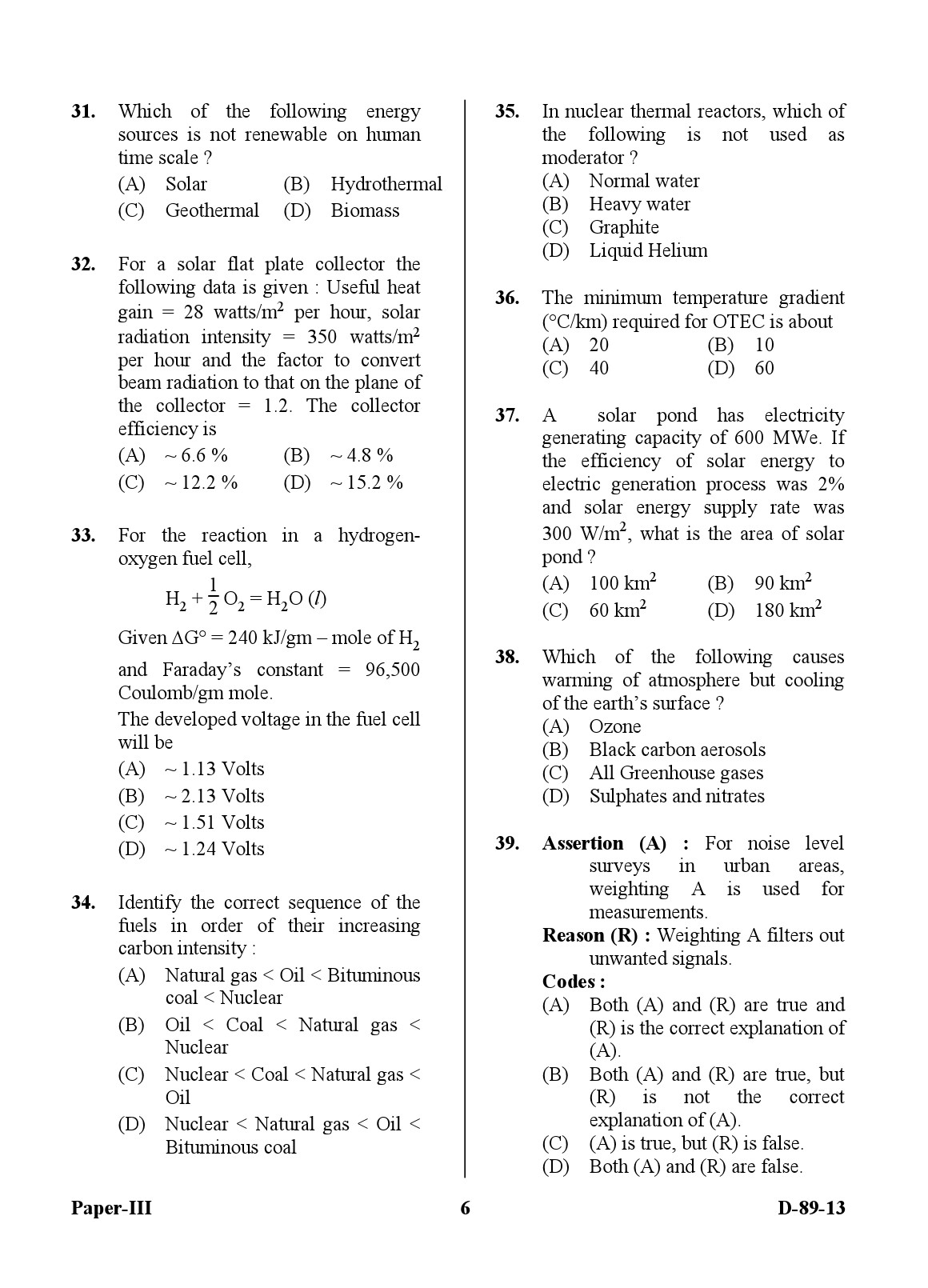 UGC NET Environmental Science Question Paper III December 2013 6