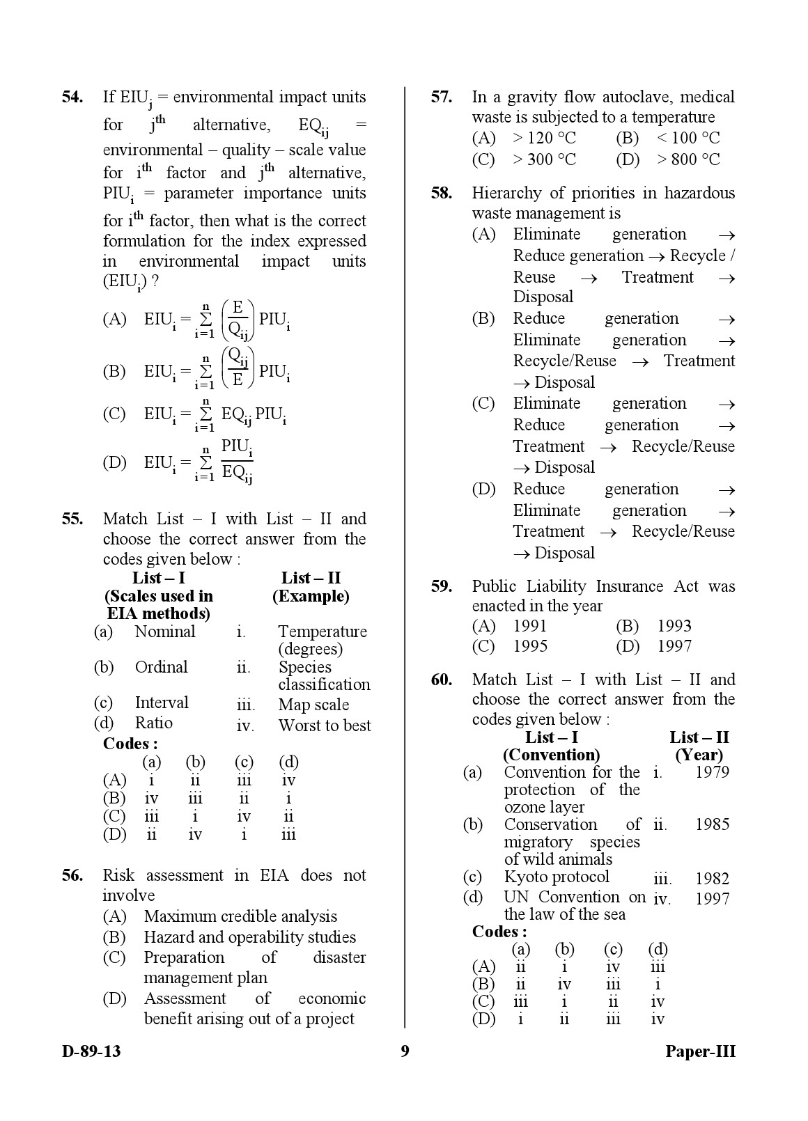 UGC NET Environmental Science Question Paper III December 2013 9