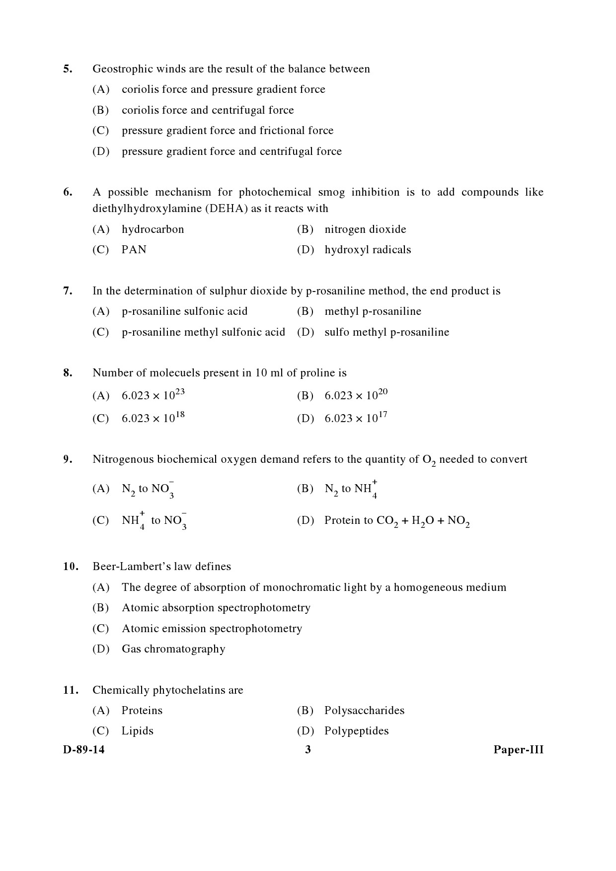 UGC NET Environmental Science Question Paper III December 2014 3