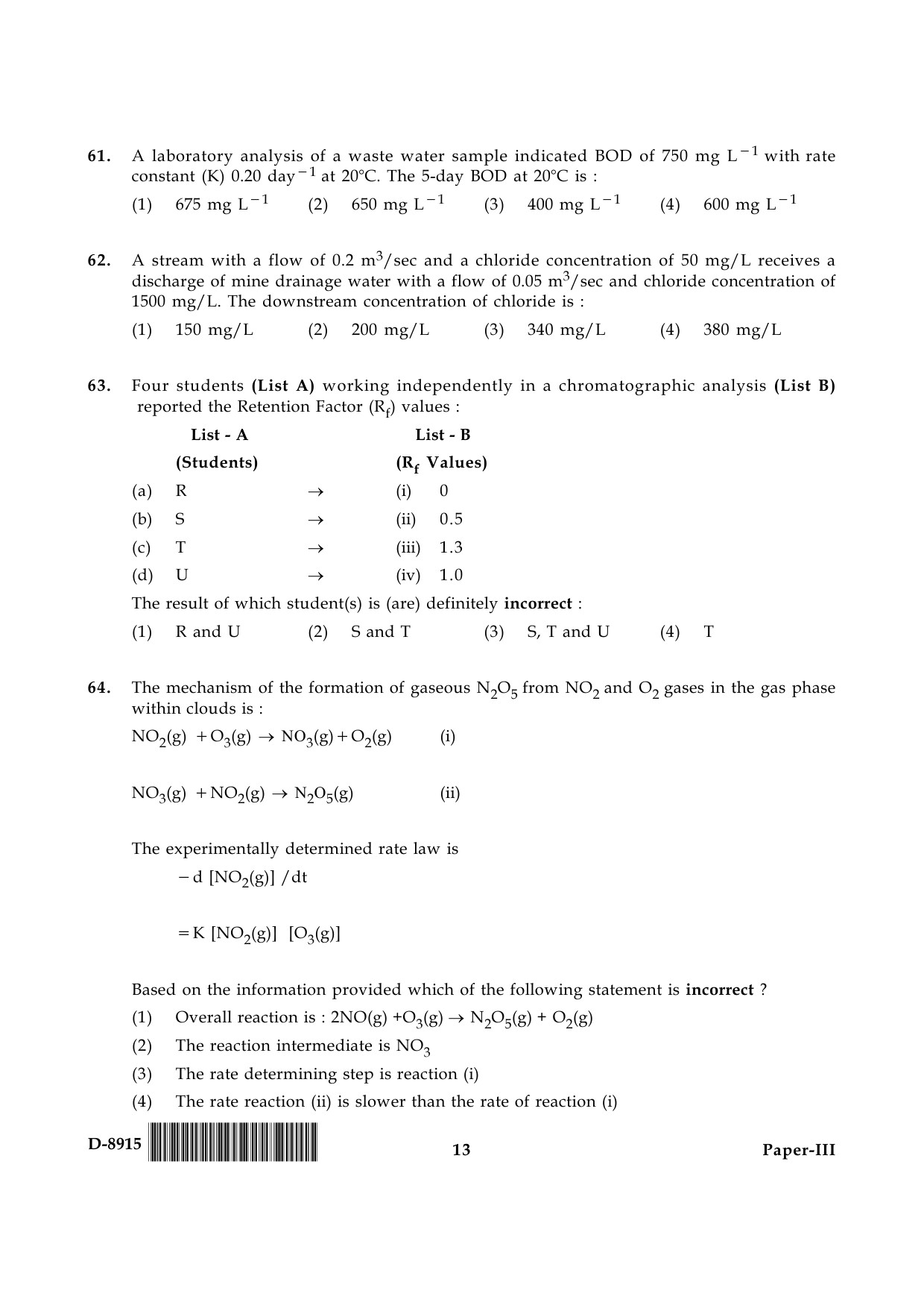 UGC NET Environmental Science Question Paper III December 2015 13