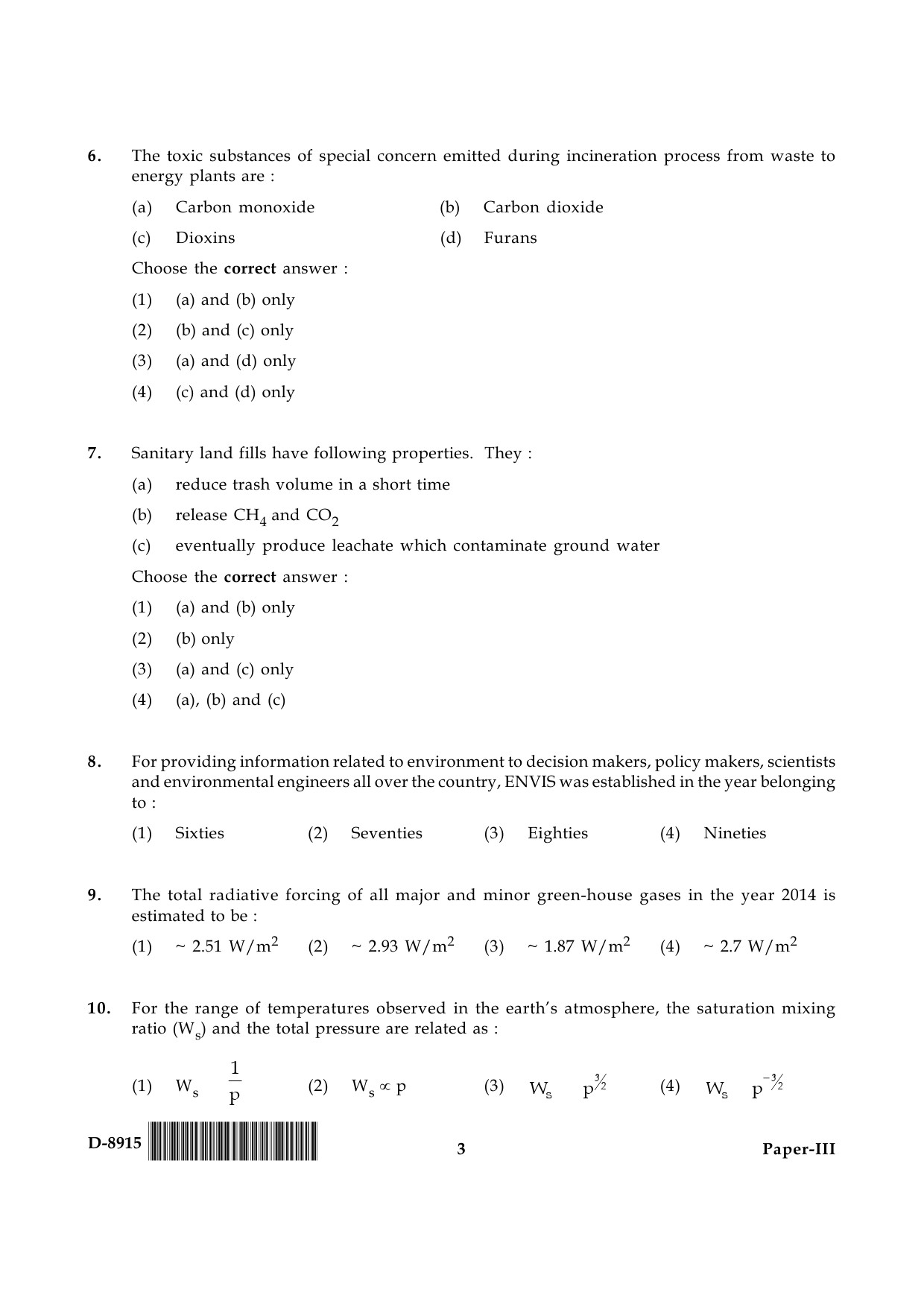 UGC NET Environmental Science Question Paper III December 2015-UGC NET ...