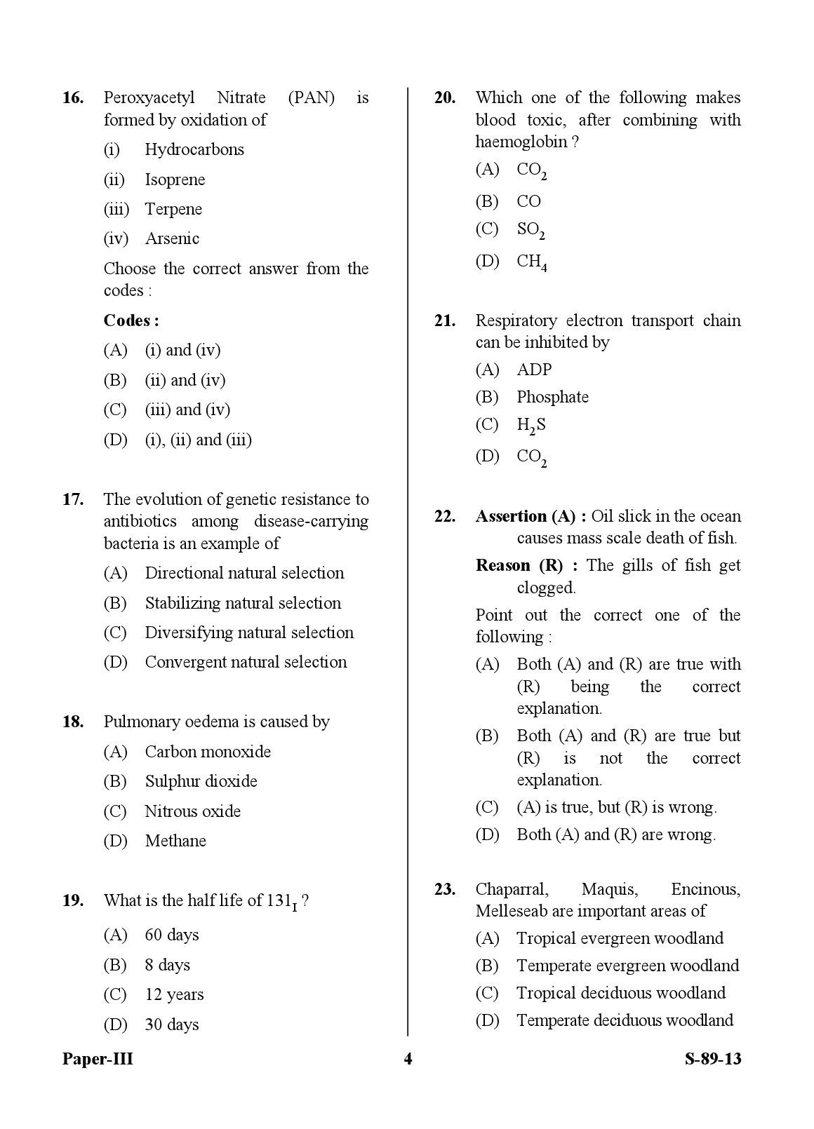 UGC NET Environmental Science Question Paper III Exam September 2013 4