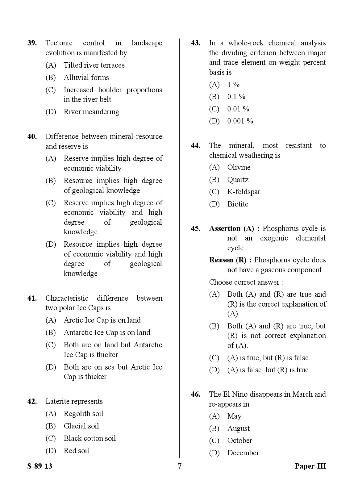 UGC NET Environmental Science Question Paper III Exam September 2013 7