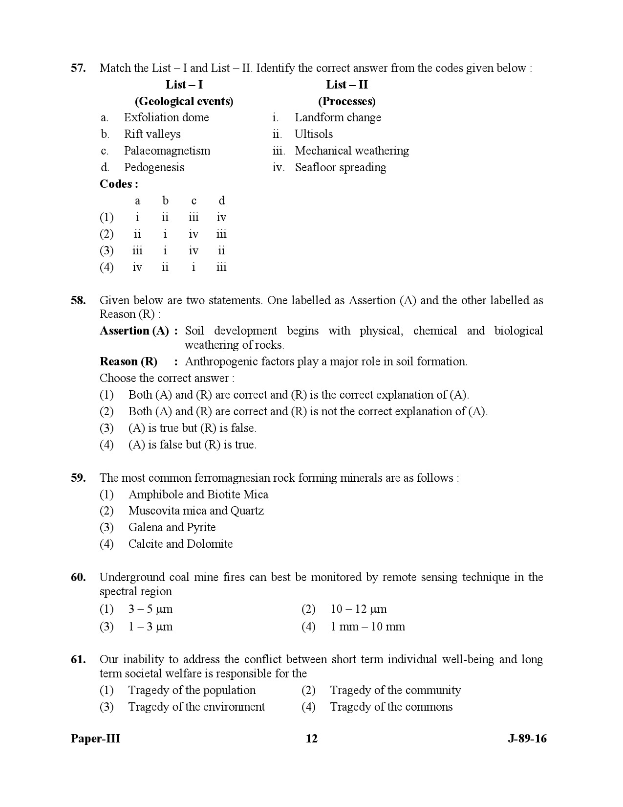 UGC NET Environmental Science Question Paper III July 2016 12