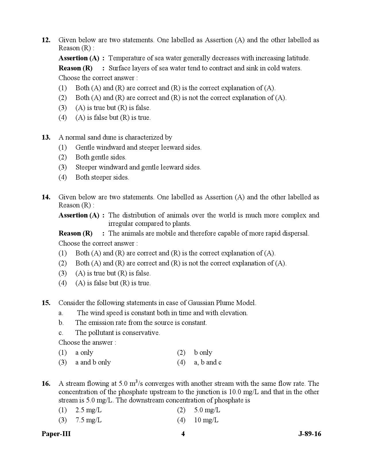 UGC NET Environmental Science Question Paper III July 2016 4