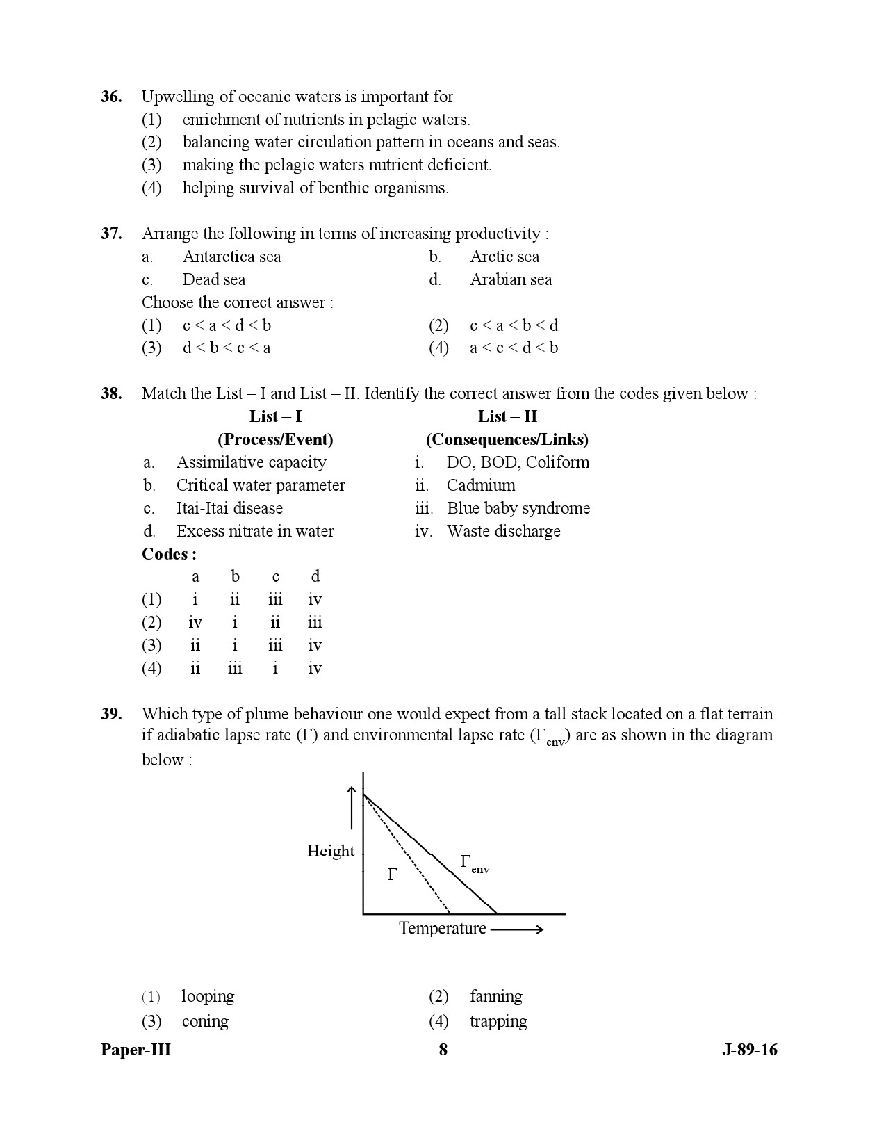 UGC NET Environmental Science Question Paper III July 2016 8