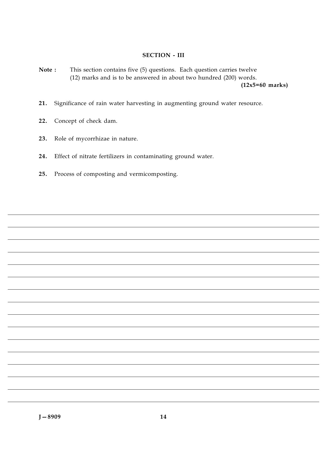 UGC NET Environmental Science Question Paper III June 2009 14