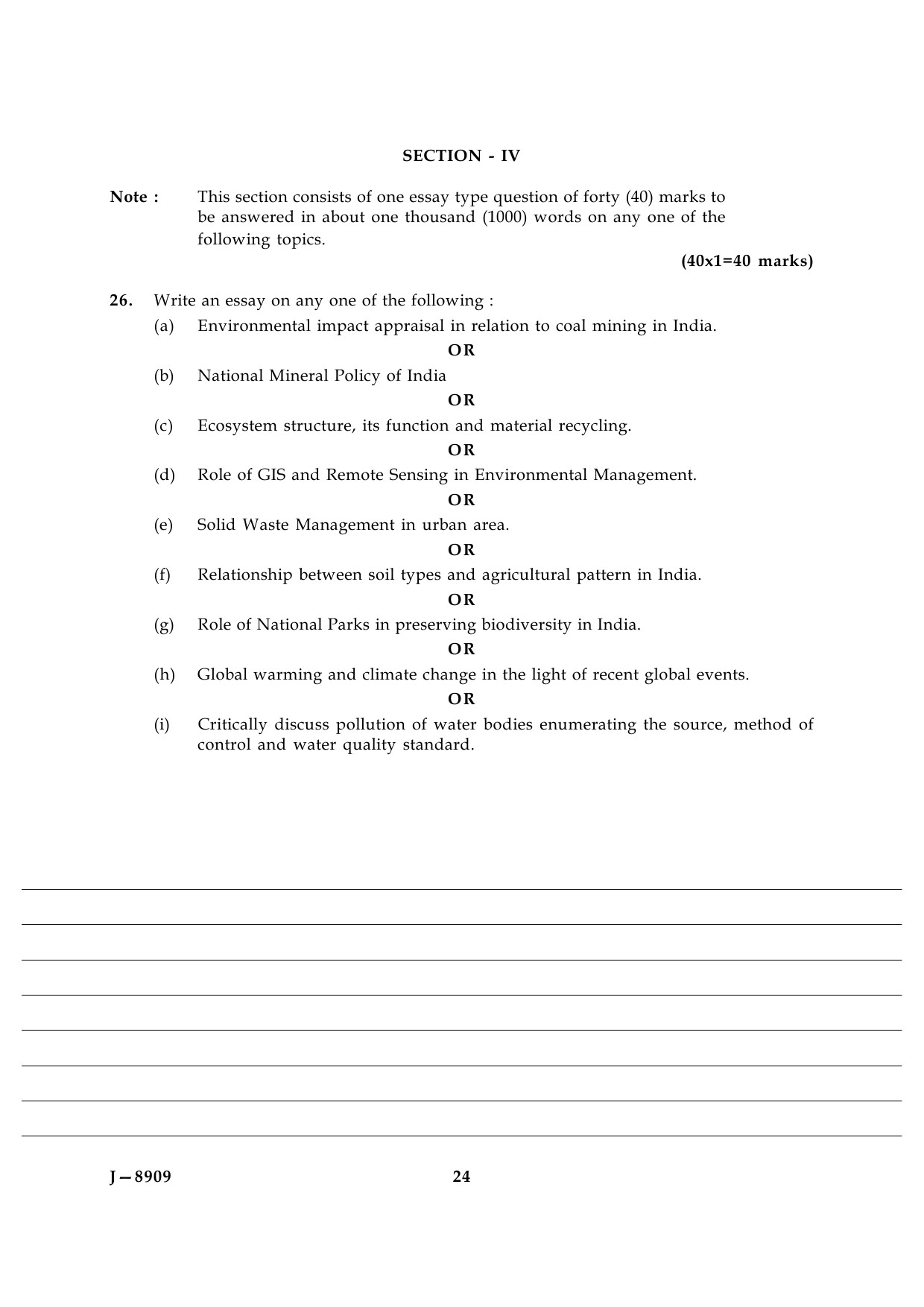 UGC NET Environmental Science Question Paper III June 2009 15