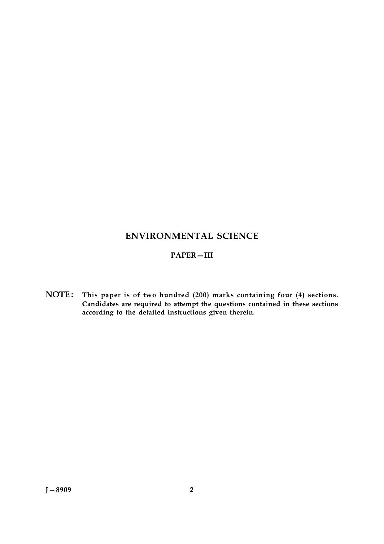 UGC NET Environmental Science Question Paper III June 2009 2