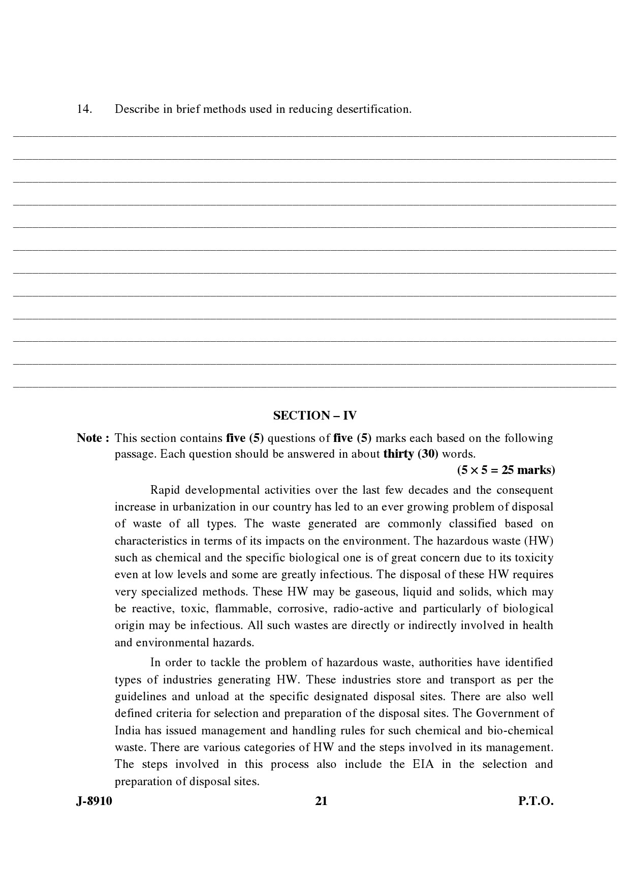 UGC NET Environmental Science Question Paper III June 2010 10