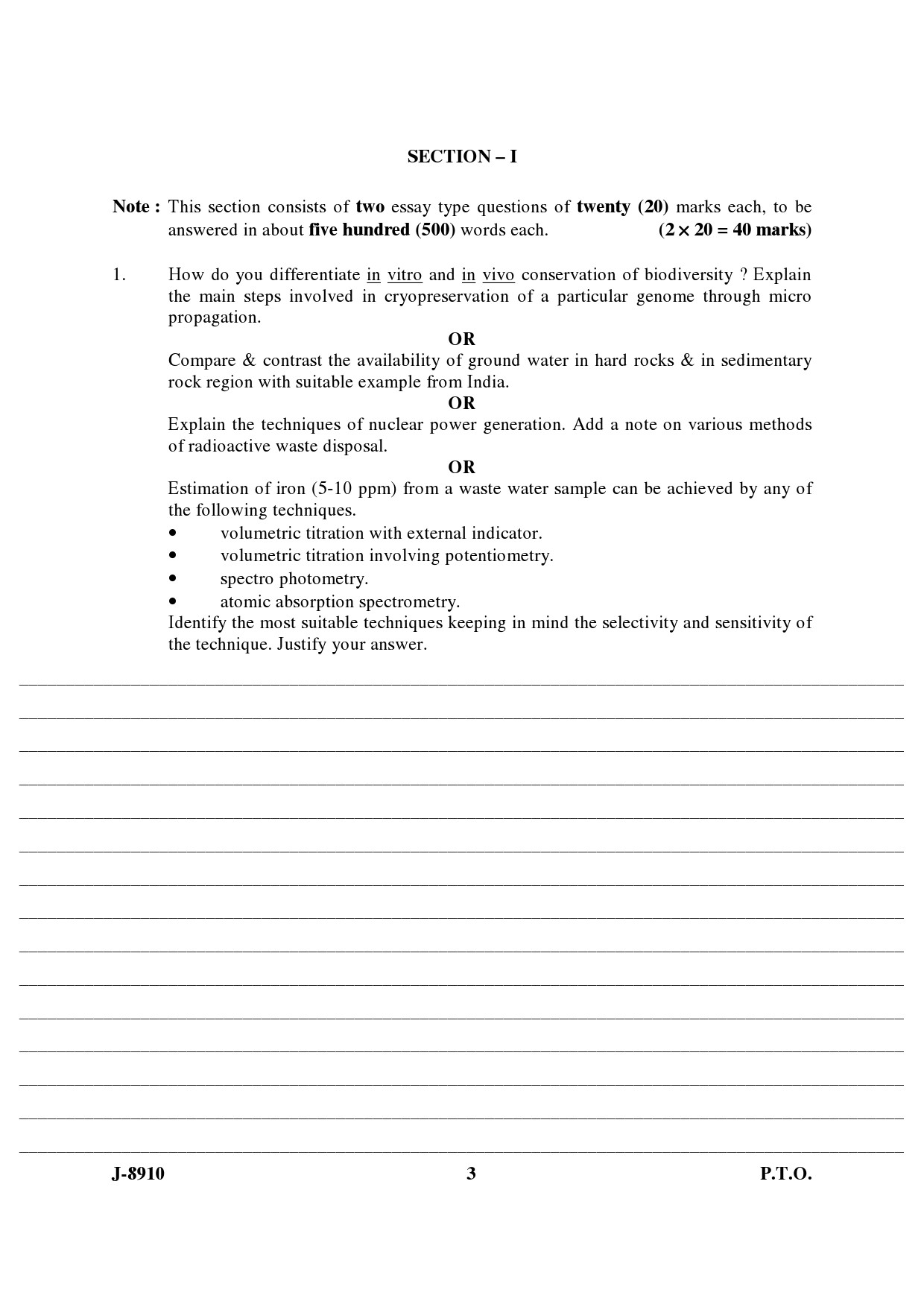 UGC NET Environmental Science Question Paper III June 2010 3