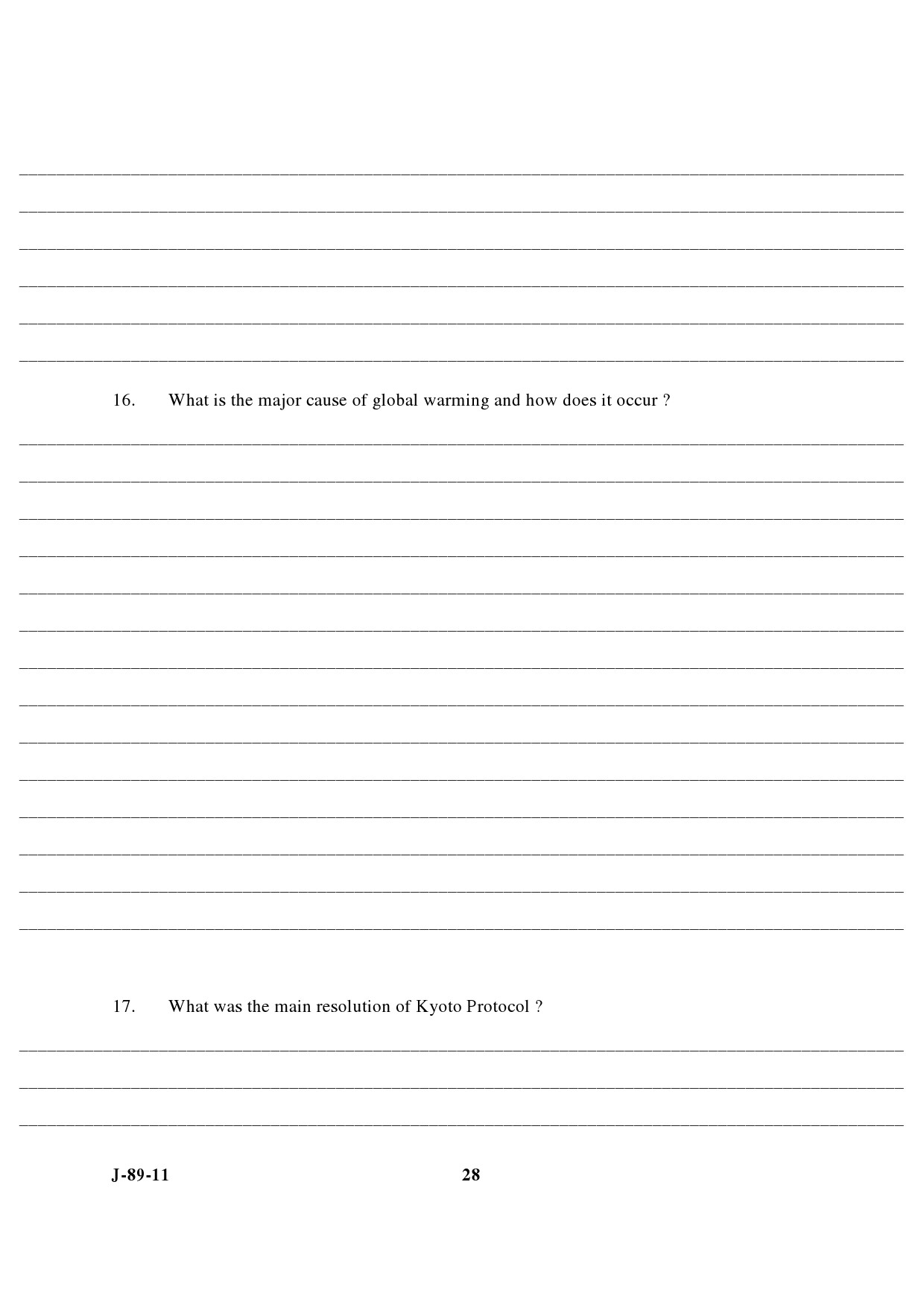 UGC NET Environmental Science Question Paper III June 2011 14