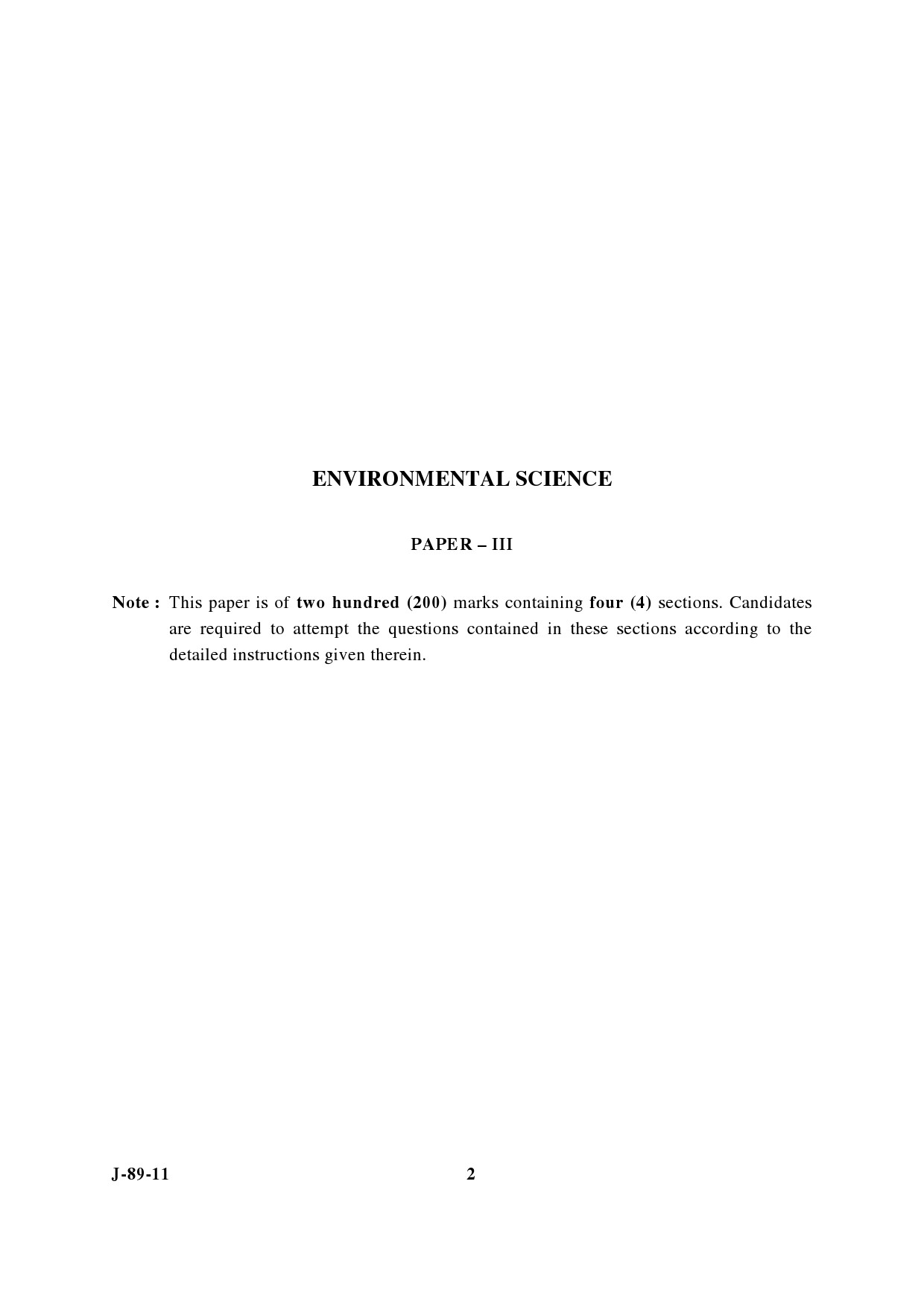 UGC NET Environmental Science Question Paper III June 2011 2