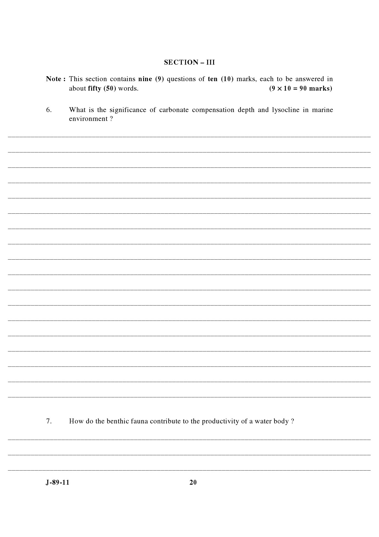 UGC NET Environmental Science Question Paper III June 2011 6