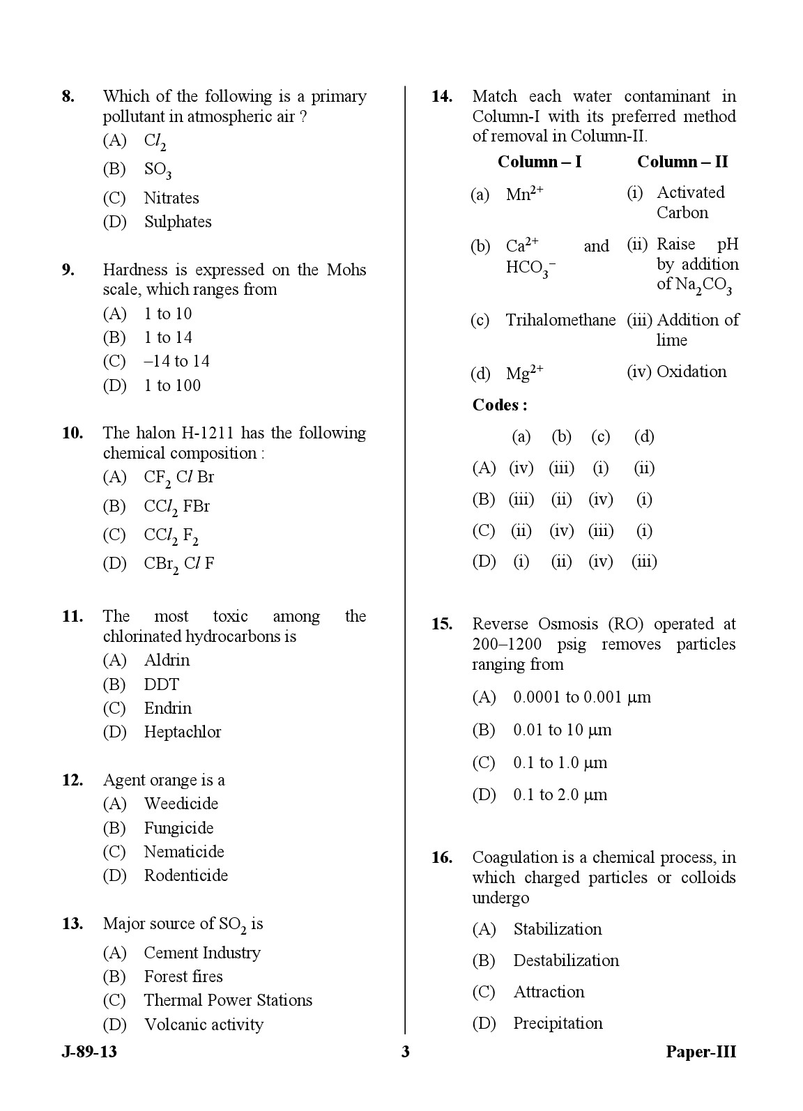 UGC NET Environmental Science Question Paper III June 2013 3