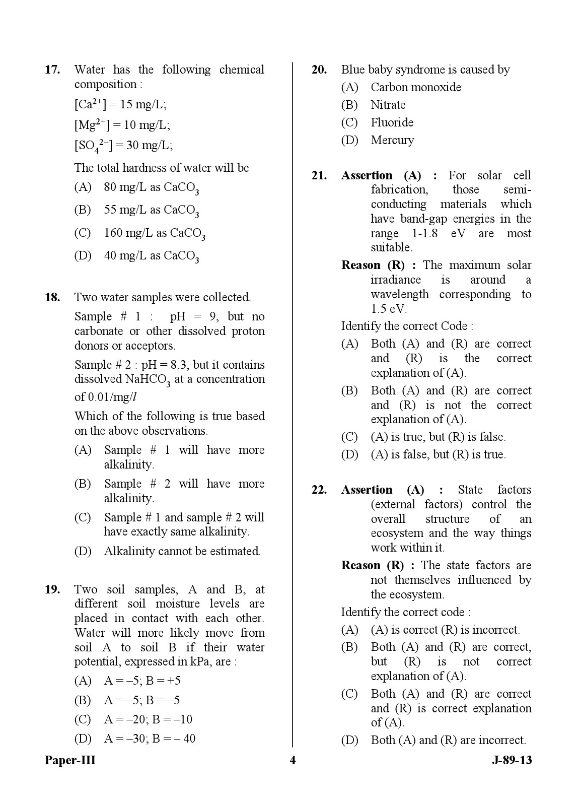 UGC NET Environmental Science Question Paper III June 2013 4