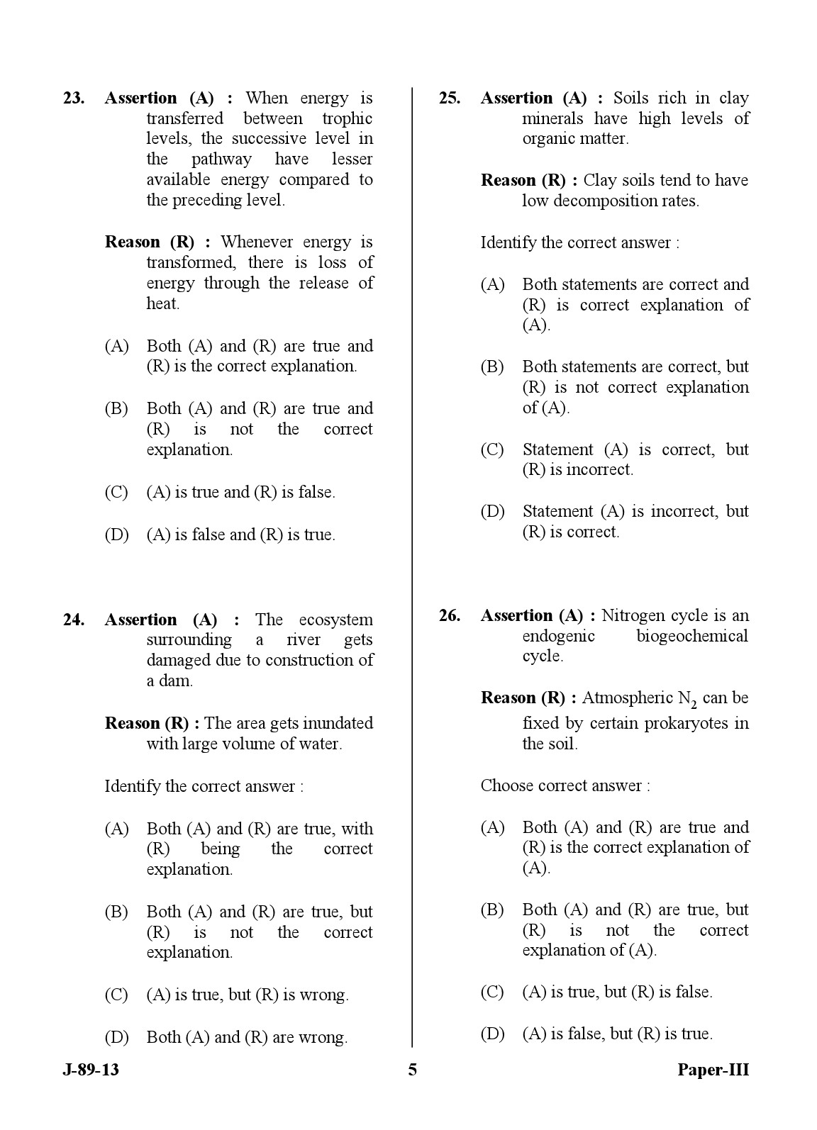 UGC NET Environmental Science Question Paper III June 2013 5