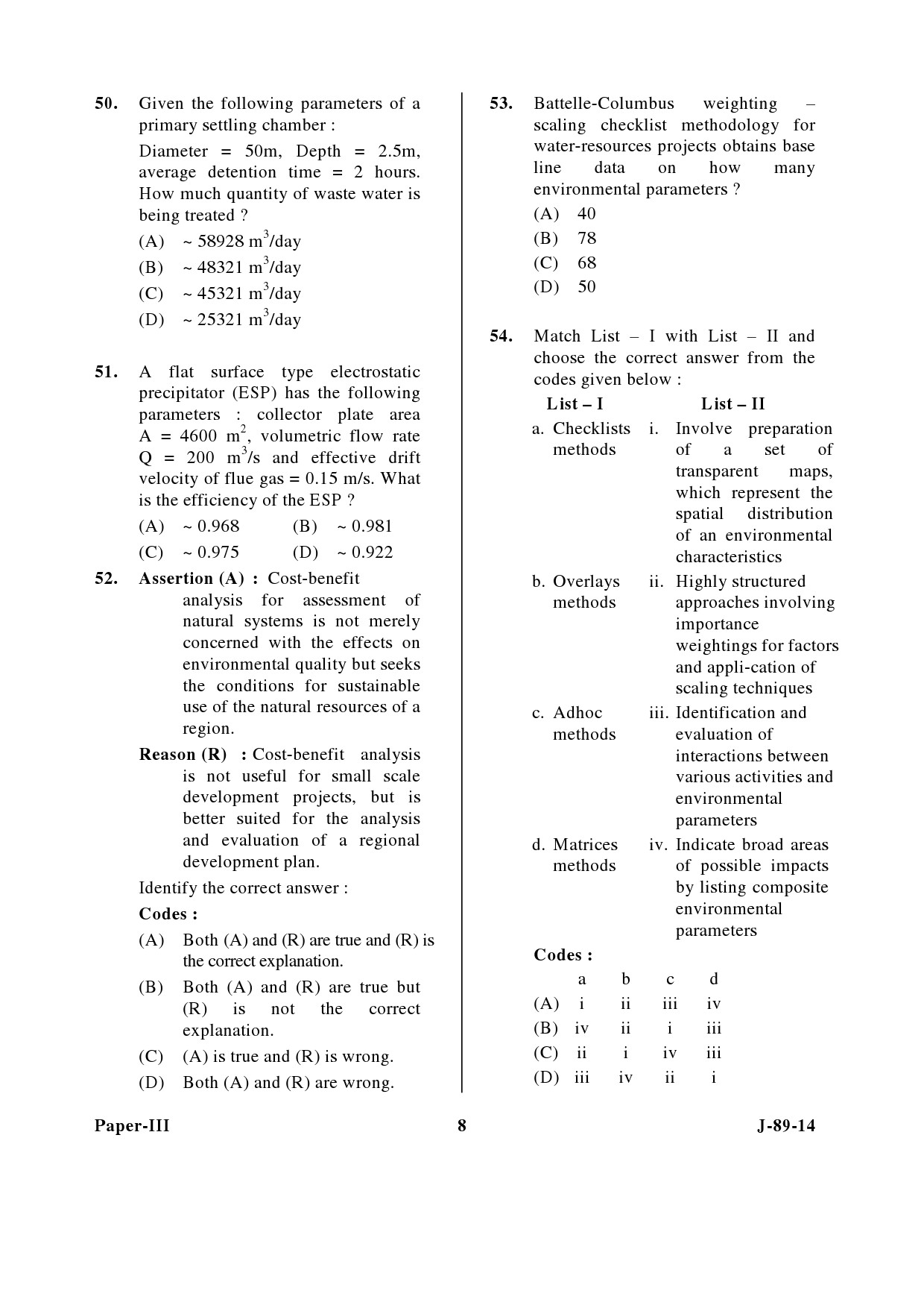 UGC NET Environmental Science Question Paper III June 2014 8