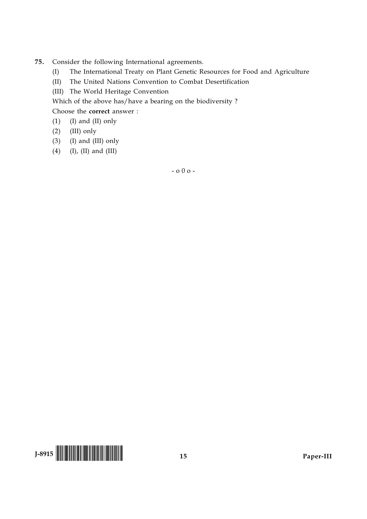 UGC NET Environmental Science Question Paper III June 2015 15