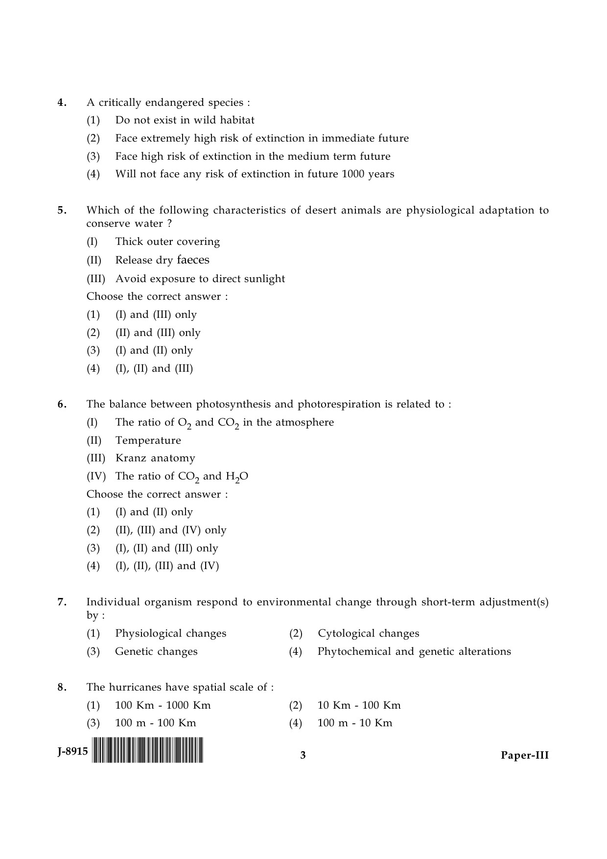 UGC NET Environmental Science Question Paper III June 2015 3