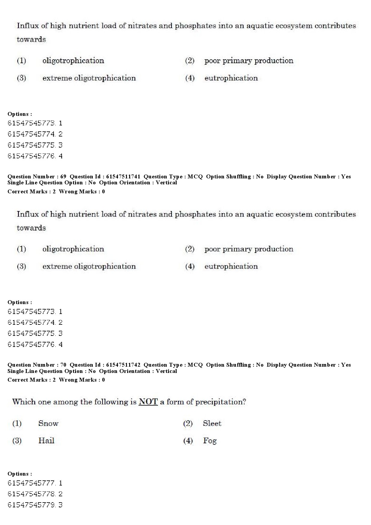 UGC NET Environmental Sciences Question Paper December 2019 67