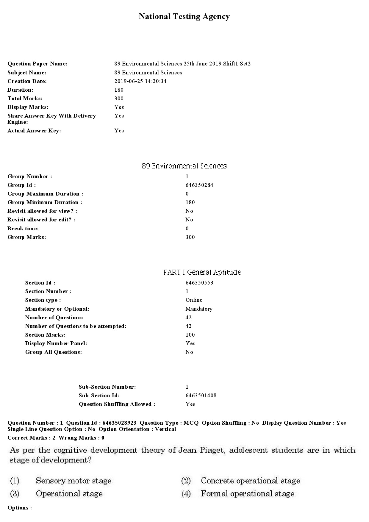 UGC NET Environmental Sciences Question Paper June 2019 1