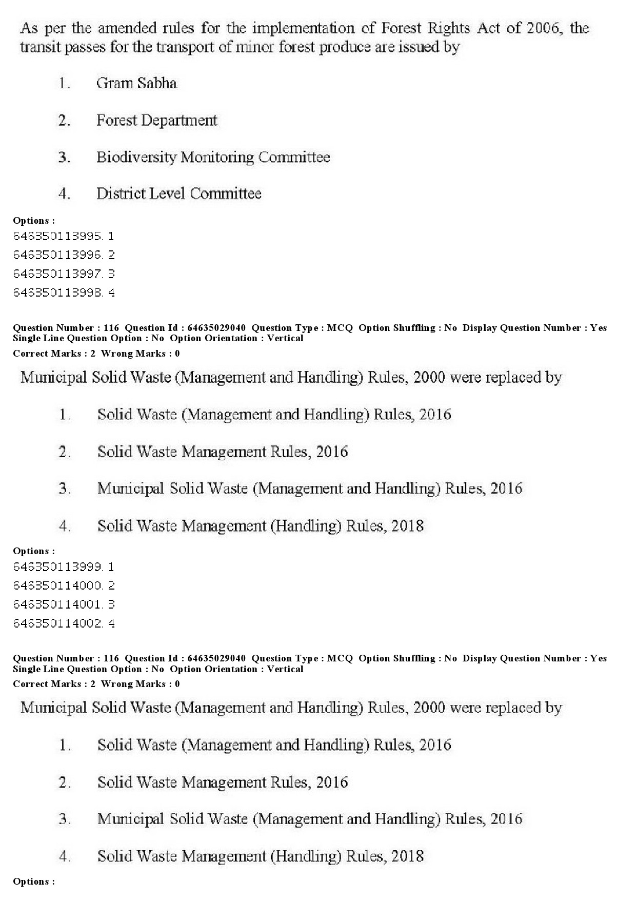 UGC NET Environmental Sciences Question Paper June 2019 105